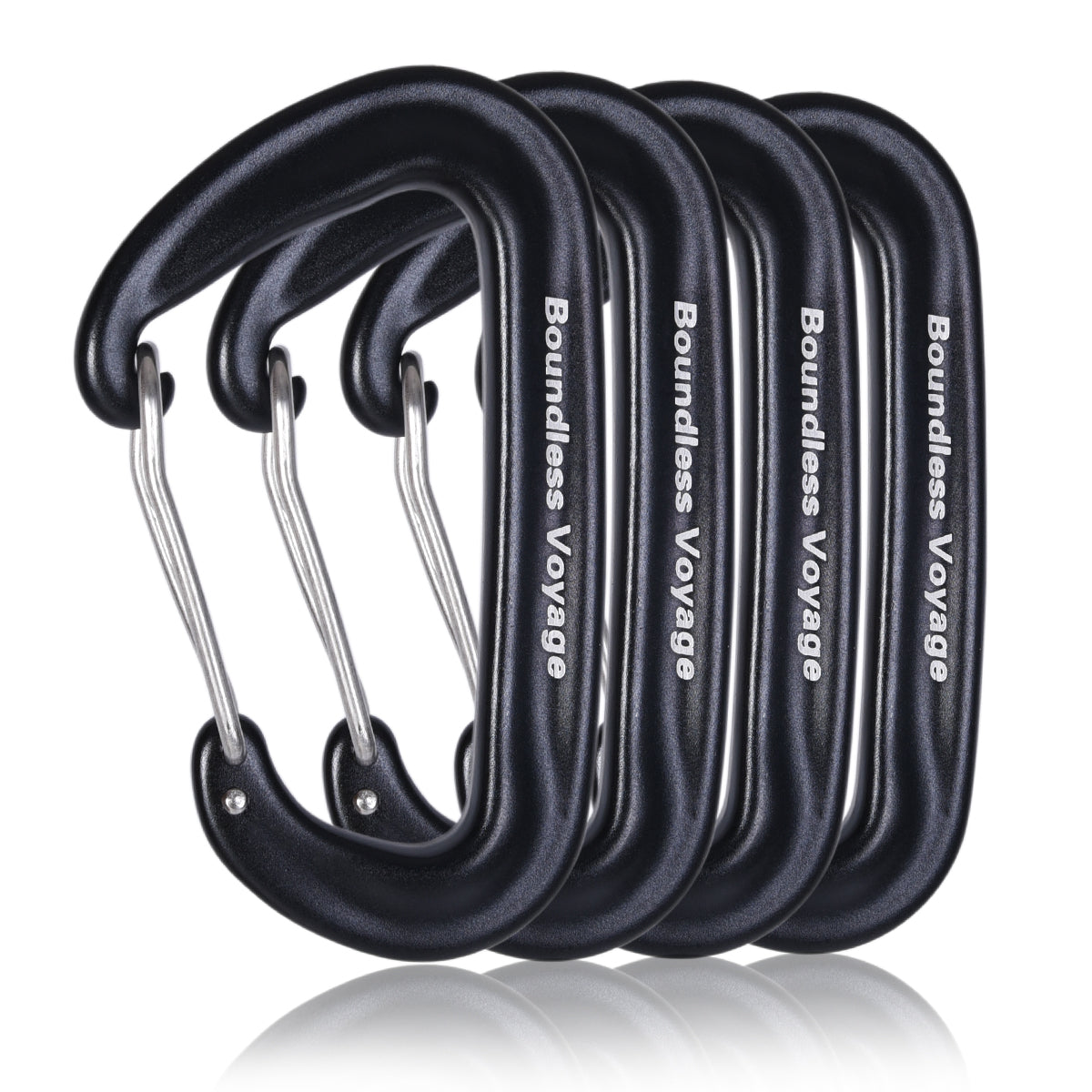 Boundless Voyage Aluminum‑Alloy Carabiners, 2Pcs /4Pcs /6Pcs Spring‑Loaded Utility Clips in Blue, Red, Black for Outdoor Camping, Keychains and Daily‑Use BV1026