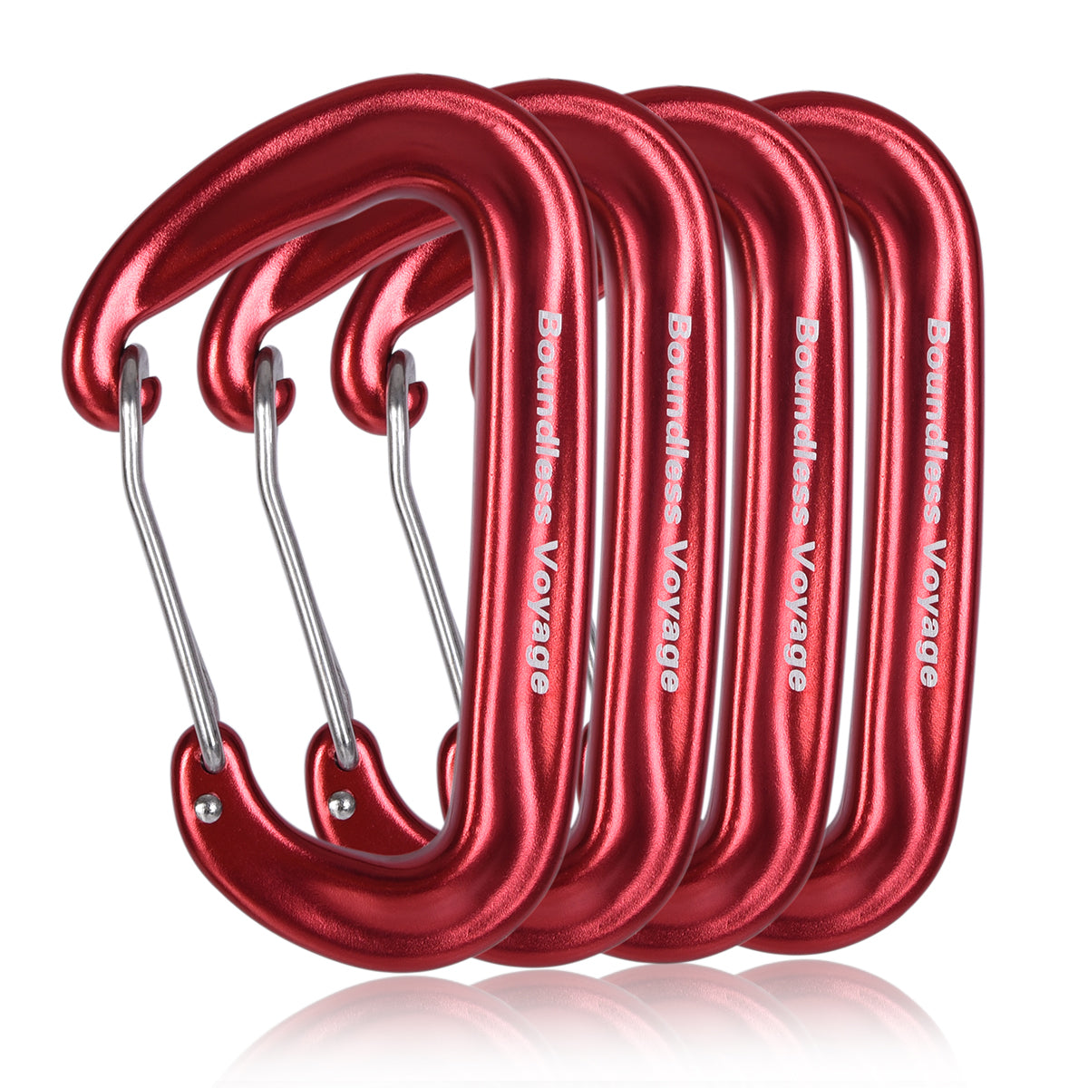 Boundless Voyage Aluminum‑Alloy Carabiners, 2Pcs /4Pcs /6Pcs Spring‑Loaded Utility Clips in Blue, Red, Black for Outdoor Camping, Keychains and Daily‑Use BV1026