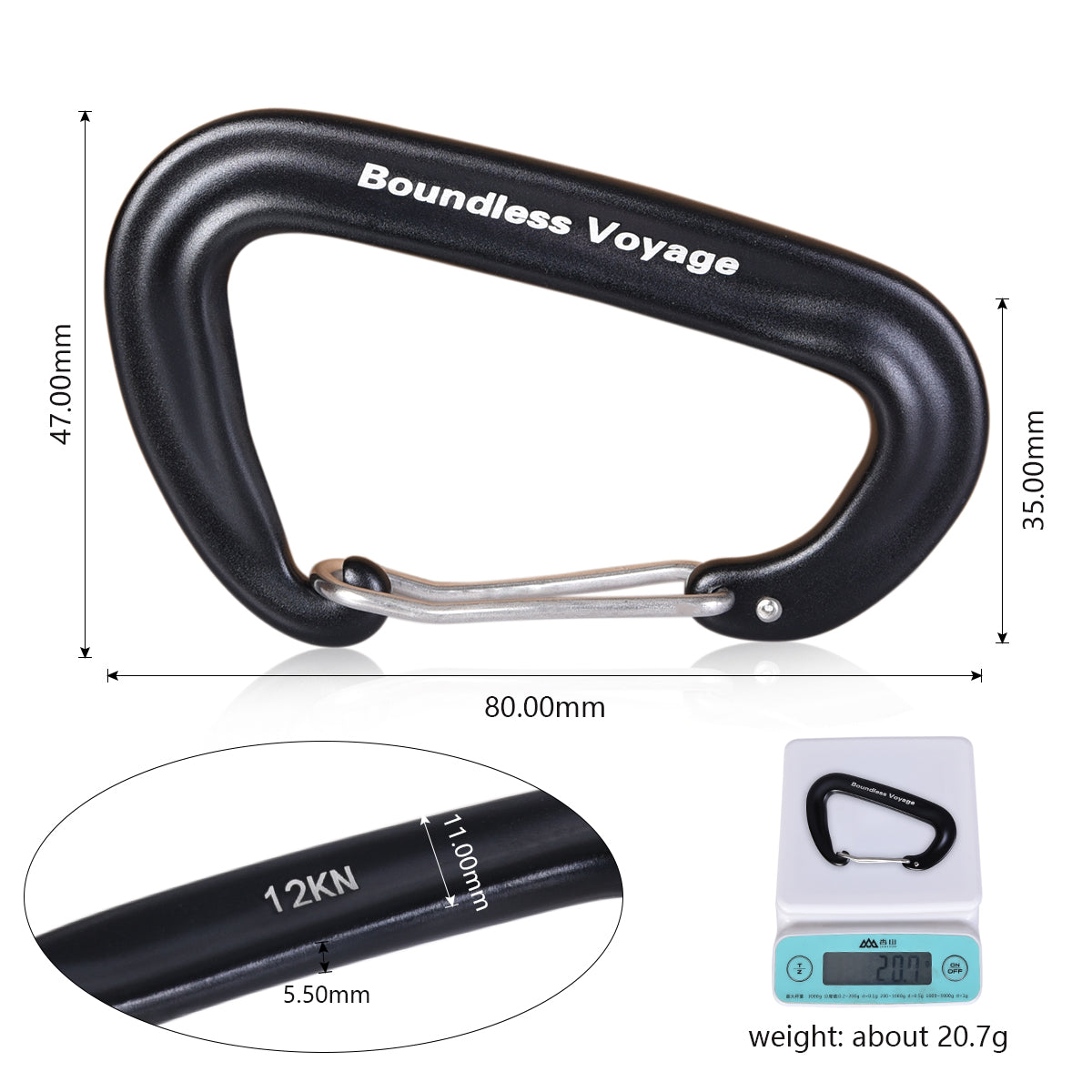 Boundless Voyage Aluminum‑Alloy Carabiners, 2Pcs /4Pcs /6Pcs Spring‑Loaded Utility Clips in Blue, Red, Black for Outdoor Camping, Keychains and Daily‑Use BV1026