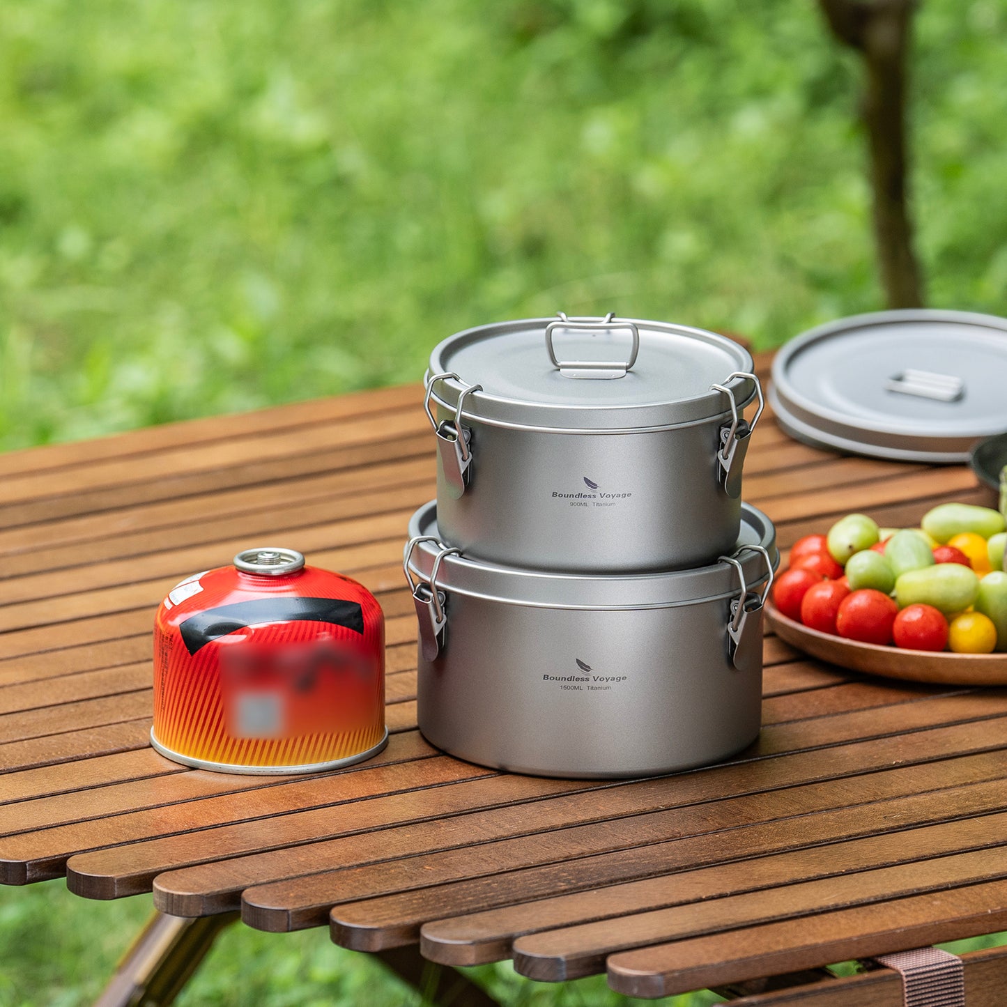 Boundless Voyage Titanium Multi-Functional Food Storage Container Portable Steamer with Sealed Lid and Vent Lid for Camping Hiking Traveling Outdoor Picnic Ti2085C-Ti2086C
