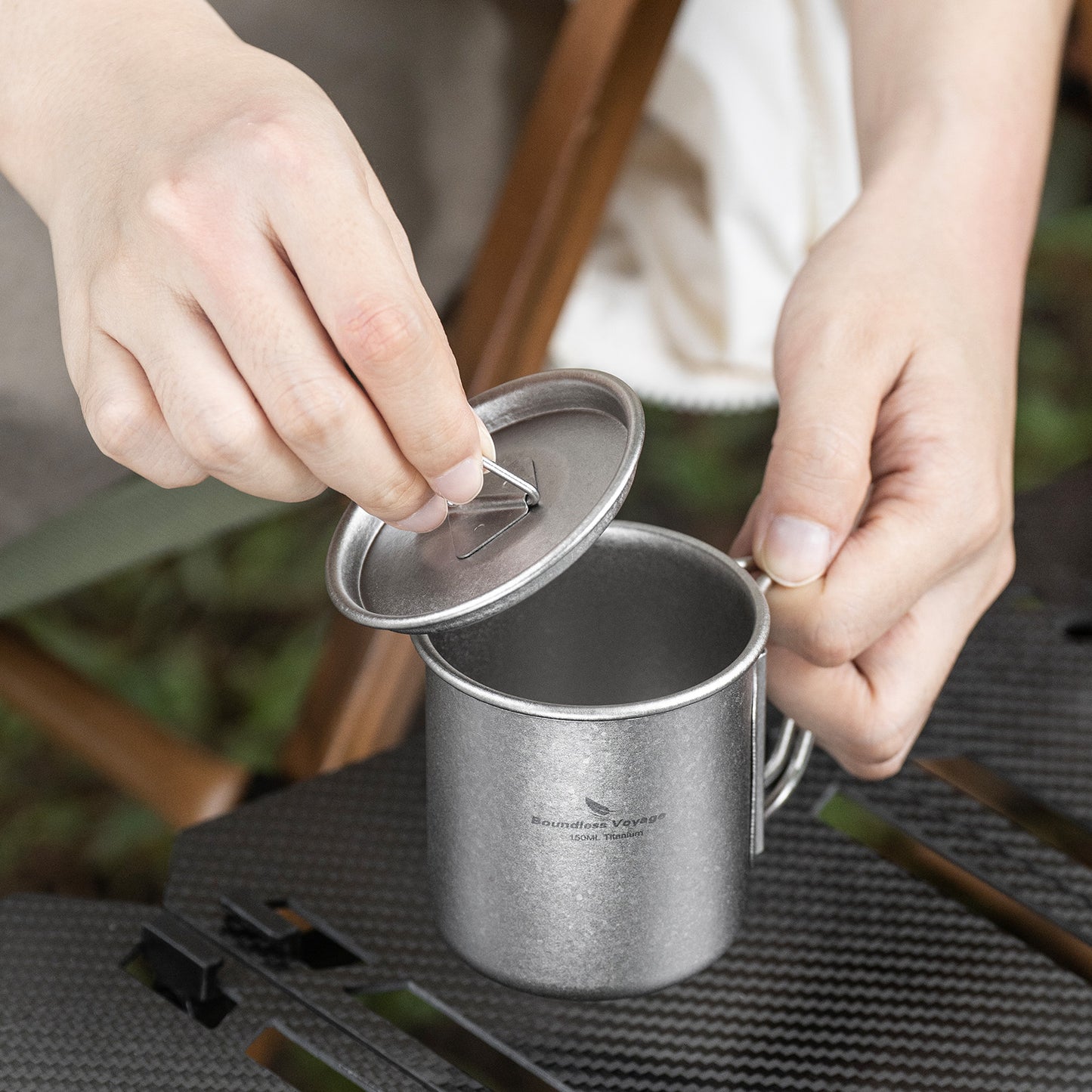 Boundless Voyage Titanium Mug with Lid Crystalline Finish 150ml to 950ml Ultralight for Camping Hiking Ti3038D Ti3043D