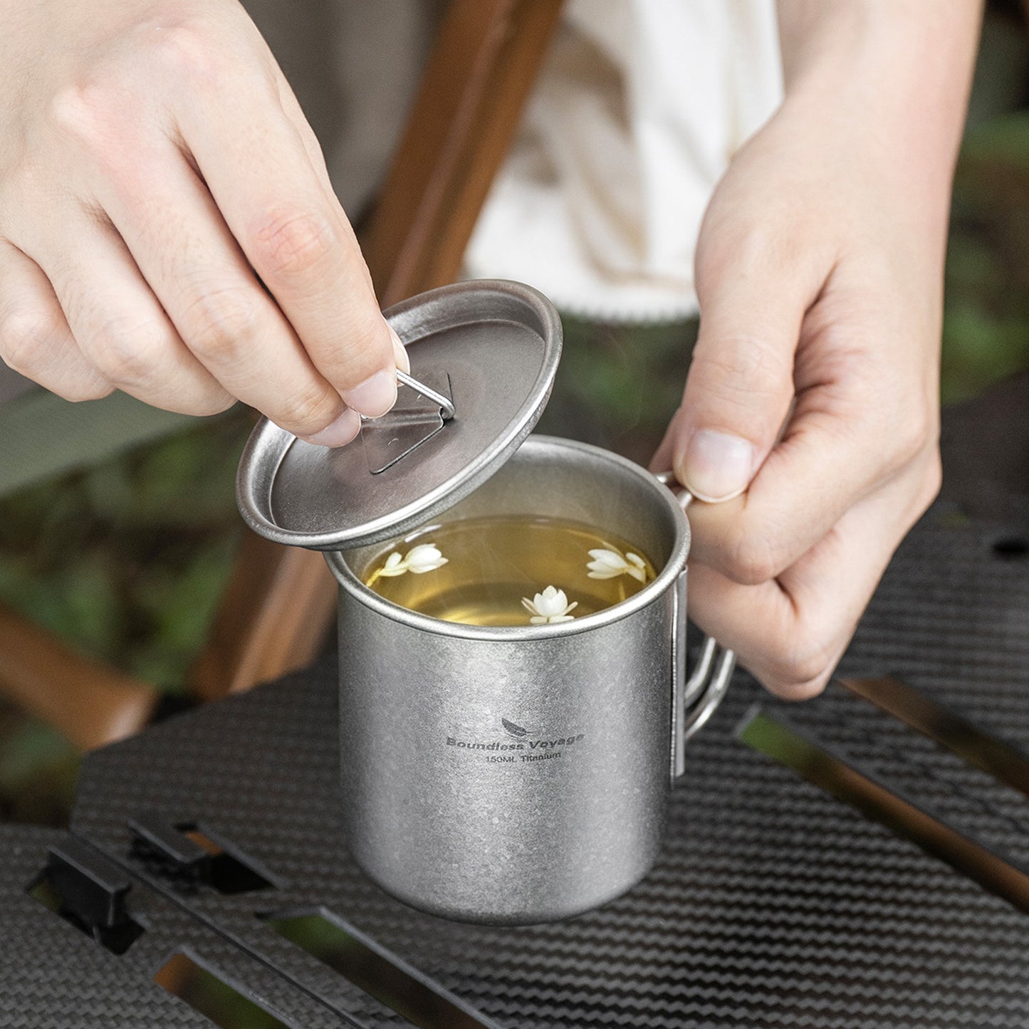 Boundless Voyage Titanium Mug with Lid Crystalline Finish 150ml to 950ml Ultralight for Camping Hiking Ti3038D Ti3043D