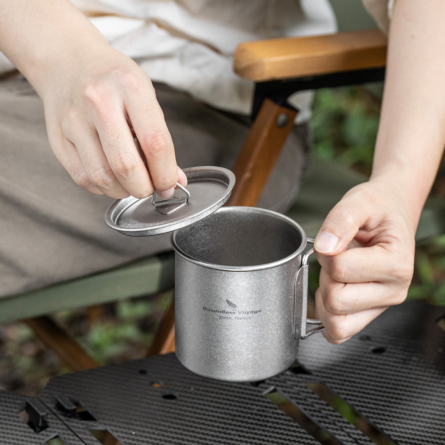 Boundless Voyage Titanium Mug with Lid Crystalline Finish 150ml to 950ml Ultralight for Camping Hiking Ti3038D Ti3043D