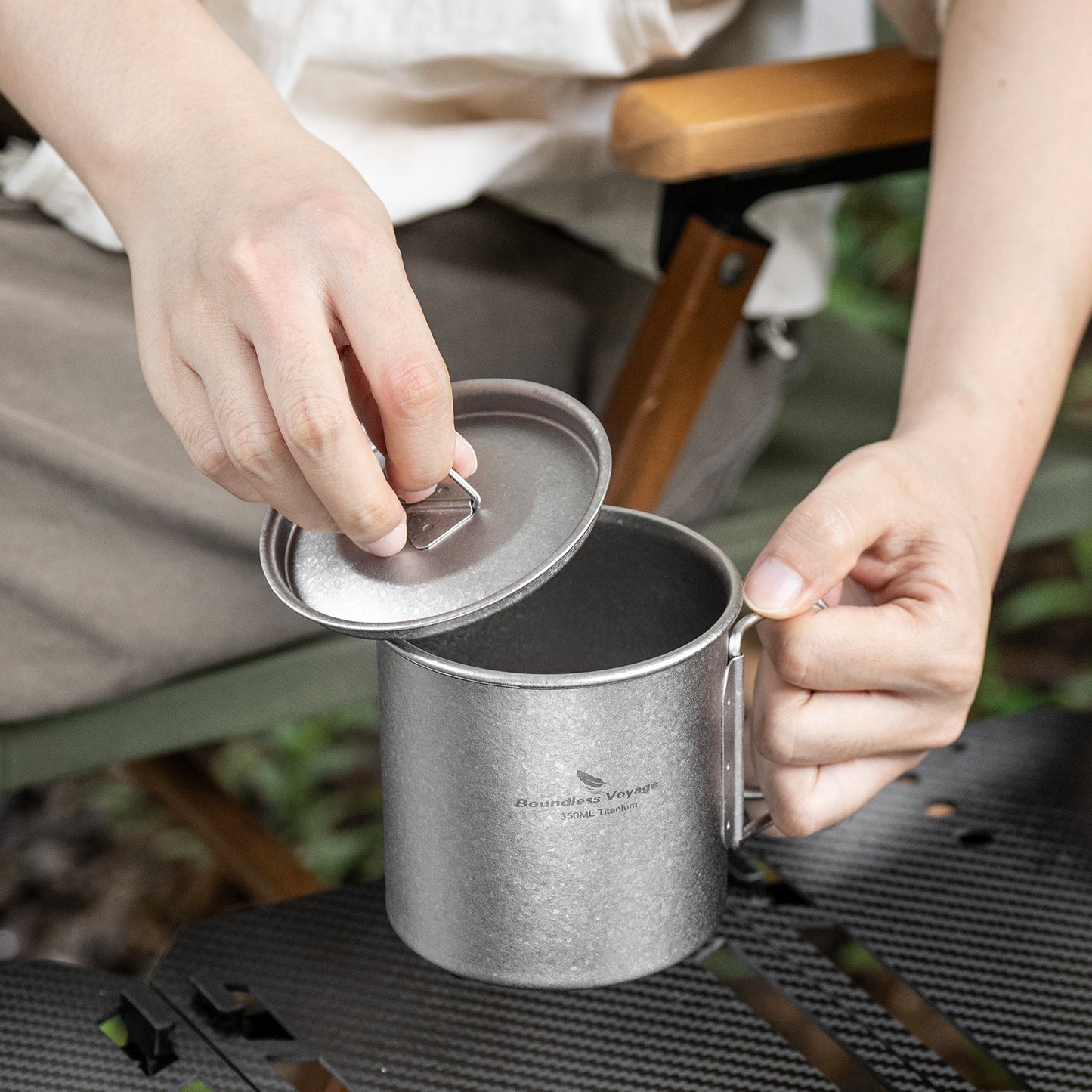 Boundless Voyage Titanium Mug with Lid Crystalline Finish 150ml to 950ml Ultralight for Camping Hiking Ti3038D Ti3043D