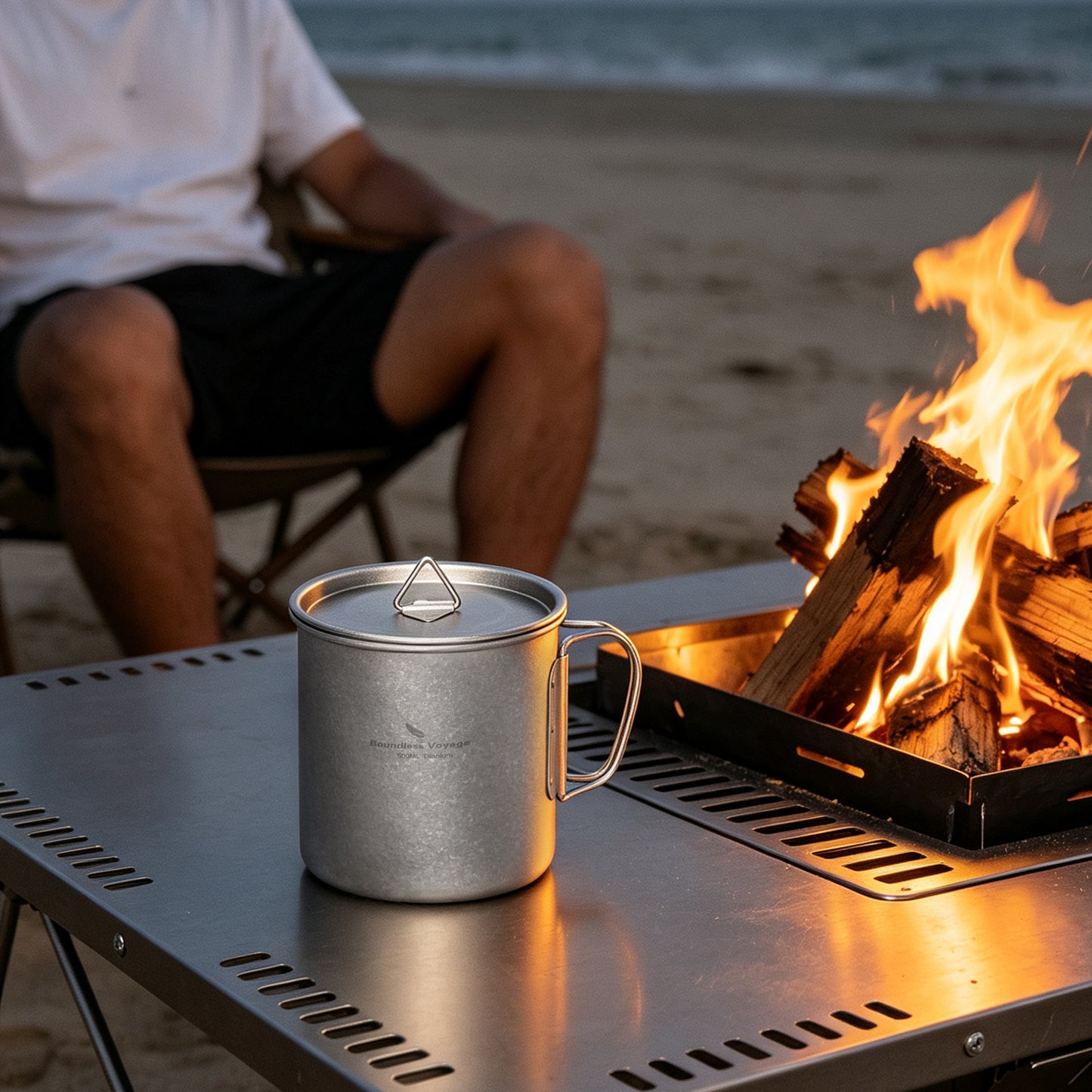 Boundless Voyage Titanium Mug with Lid Crystalline Finish 150ml to 950ml Ultralight for Camping Hiking Ti3038D Ti3043D