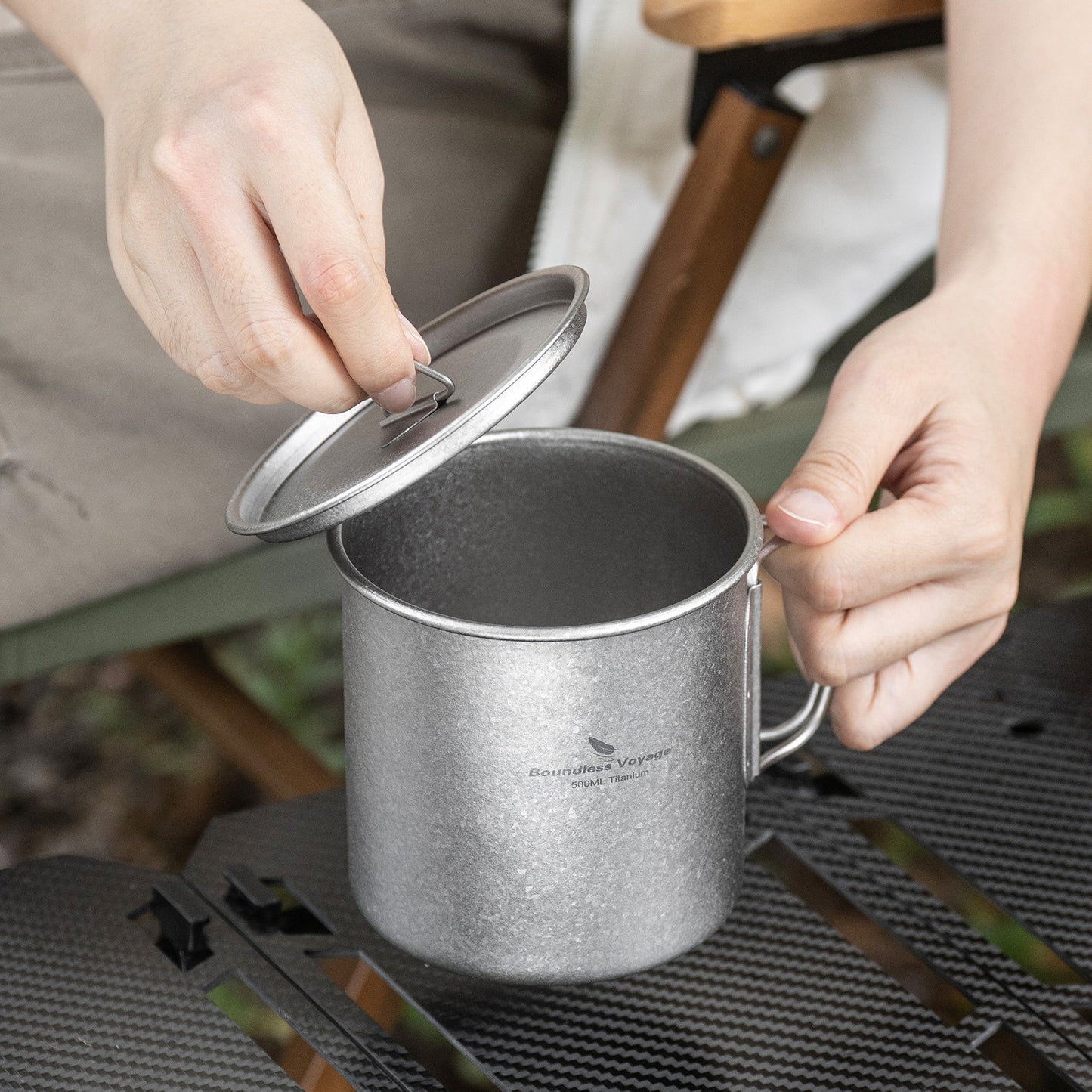 Boundless Voyage Titanium Mug with Lid Crystalline Finish 150ml to 950ml Ultralight for Camping Hiking Ti3038D Ti3043D