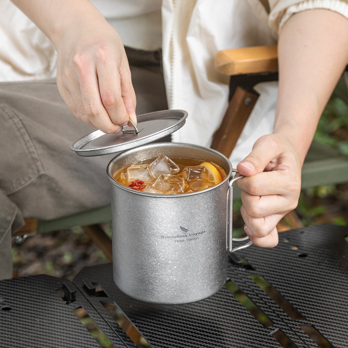 Boundless Voyage Titanium Mug with Lid Crystalline Finish 150ml to 950ml Ultralight for Camping Hiking Ti3038D Ti3043D