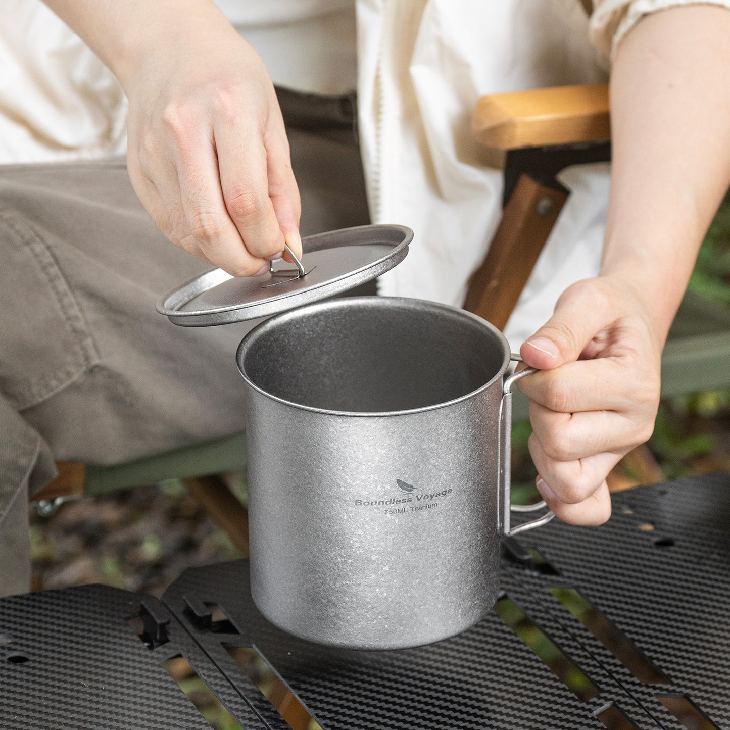 Boundless Voyage Titanium Mug with Lid Crystalline Finish 150ml to 950ml Ultralight for Camping Hiking Ti3038D Ti3043D