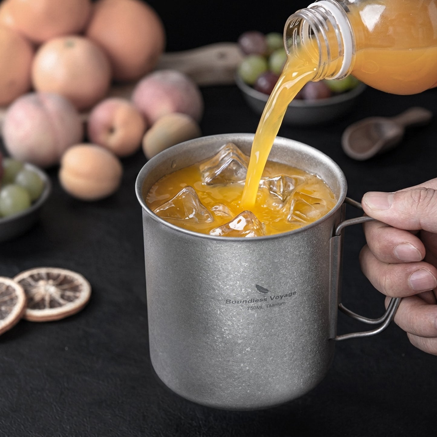 Boundless Voyage Titanium Mug with Lid Crystalline Finish 150ml to 950ml Ultralight for Camping Hiking Ti3038D Ti3043D