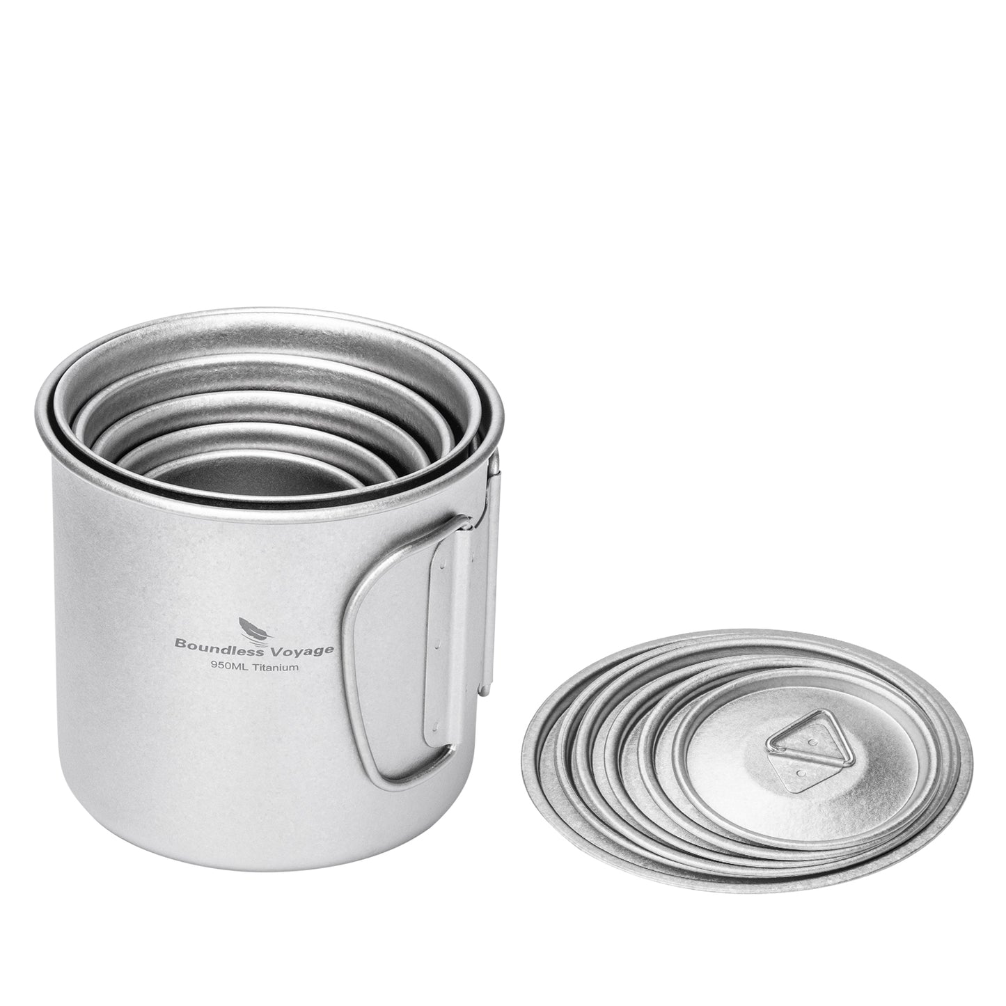 Boundless Voyage Titanium Mug with Lid Crystalline Finish 150ml to 950ml Ultralight for Camping Hiking Ti3038D Ti3043D