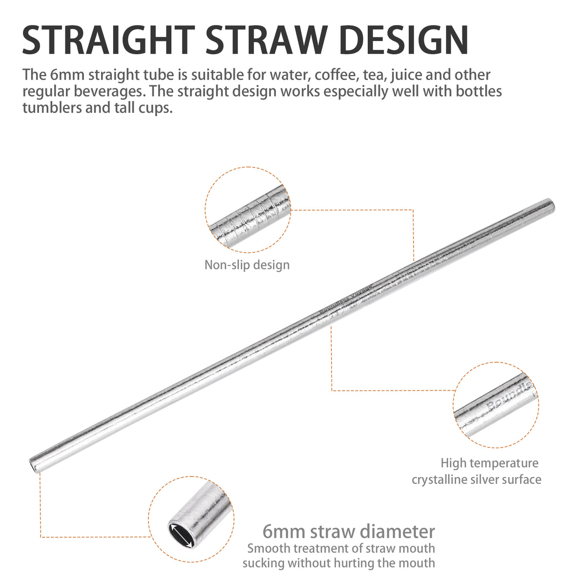 Boundless Voyage Titanium Drinking Straws, Reusable Pure Titanium Metal Straws 6mm 8mm Ti1016T Ti1017T