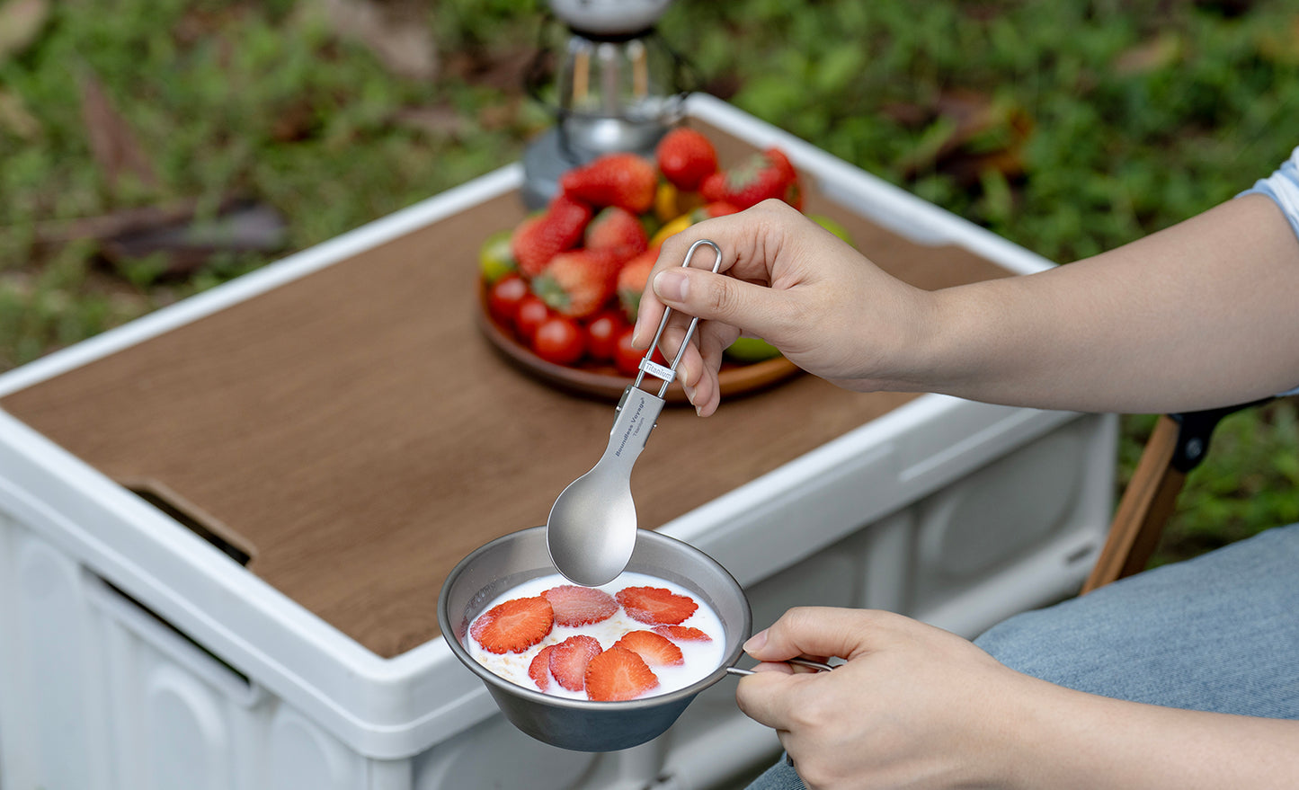 Boundless Voyage Titanium Folding Spoon, Ultralight Portable Foldable Tableware for Camping, Hiking, Picnic & Daily Home Use Ti1021T
