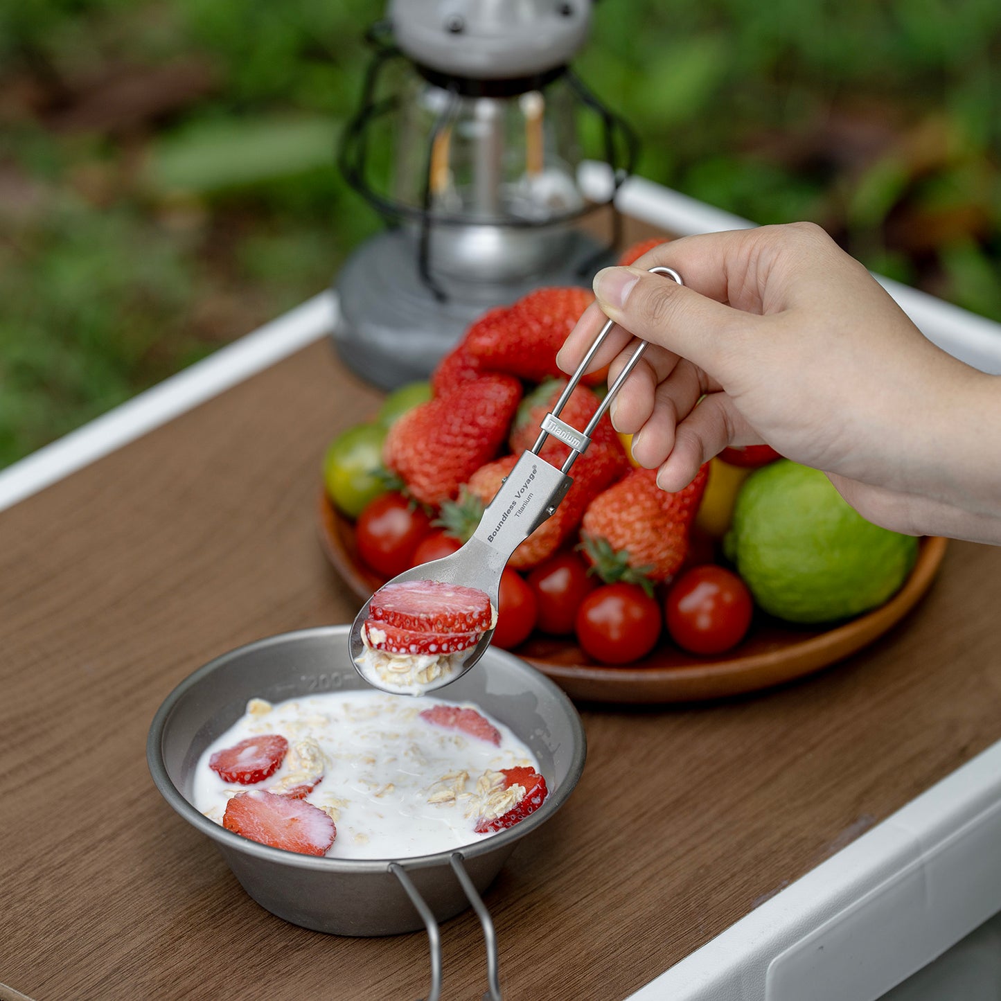 Boundless Voyage Titanium SpoonPortable Folding Tableware  for Home Camping Restaurants Ti1021T