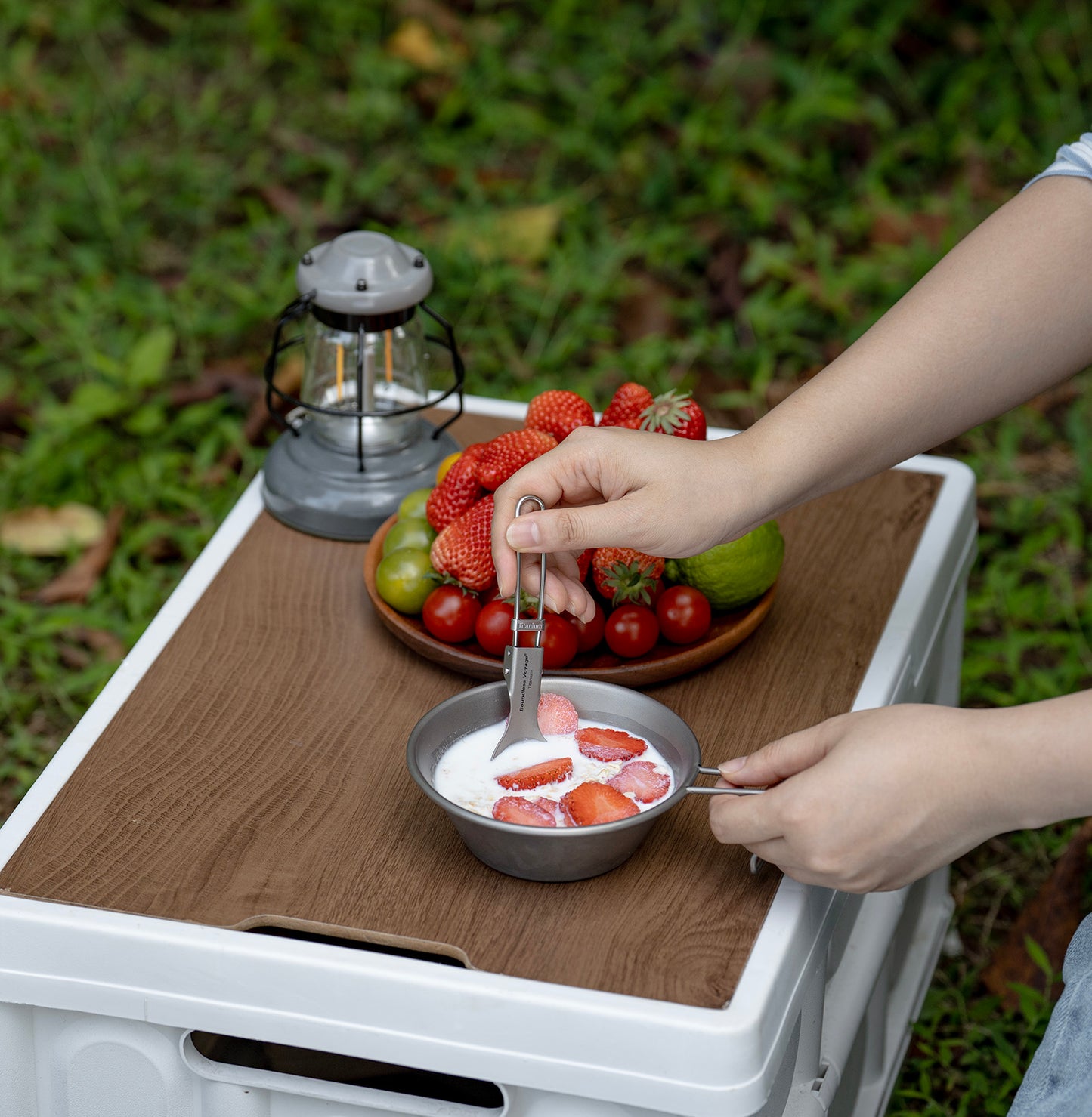 Boundless Voyage Titanium SpoonPortable Folding Tableware  for Home Camping Restaurants Ti1021T
