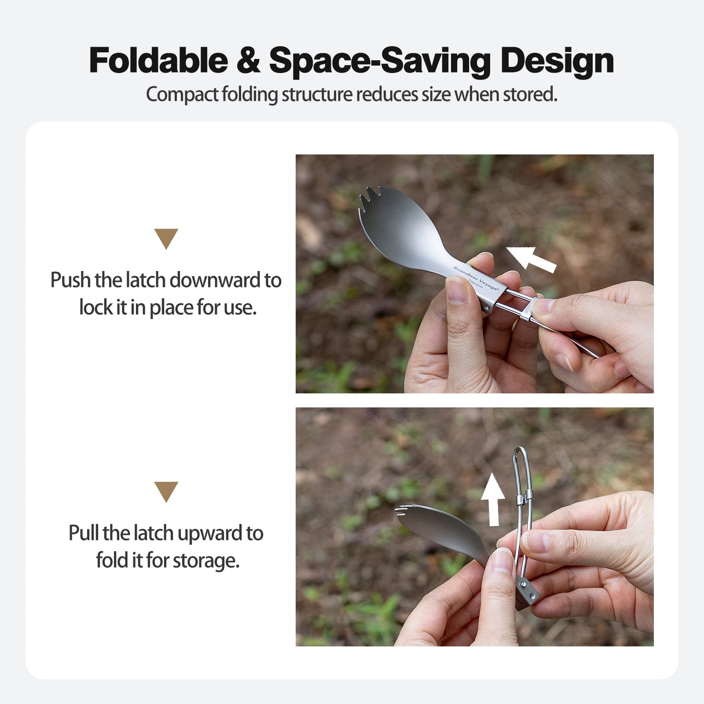 Boundless Voyage Titanium SpoonPortable Folding Tableware  for Home Camping Restaurants Ti1021T
