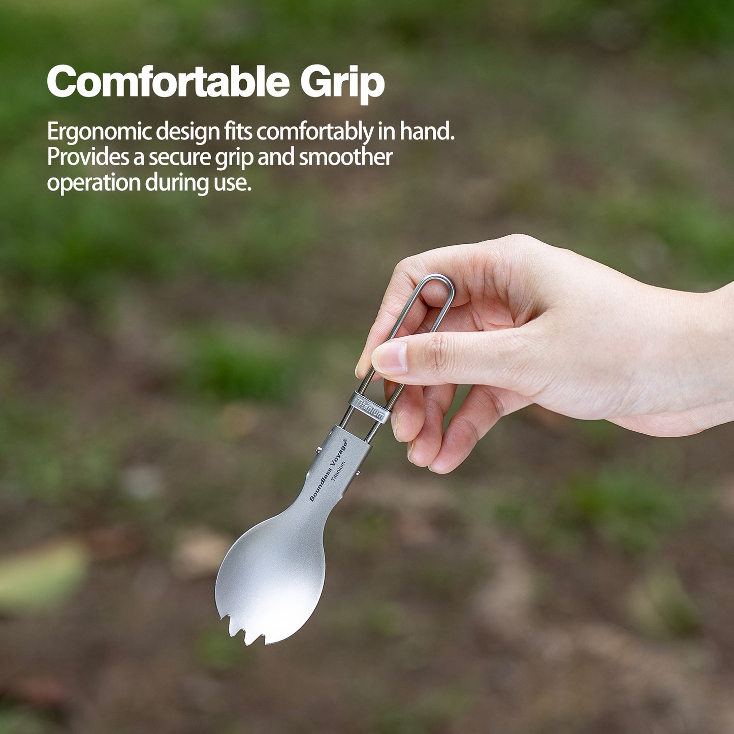 Boundless Voyage Titanium SpoonPortable Folding Tableware  for Home Camping Restaurants Ti1021T