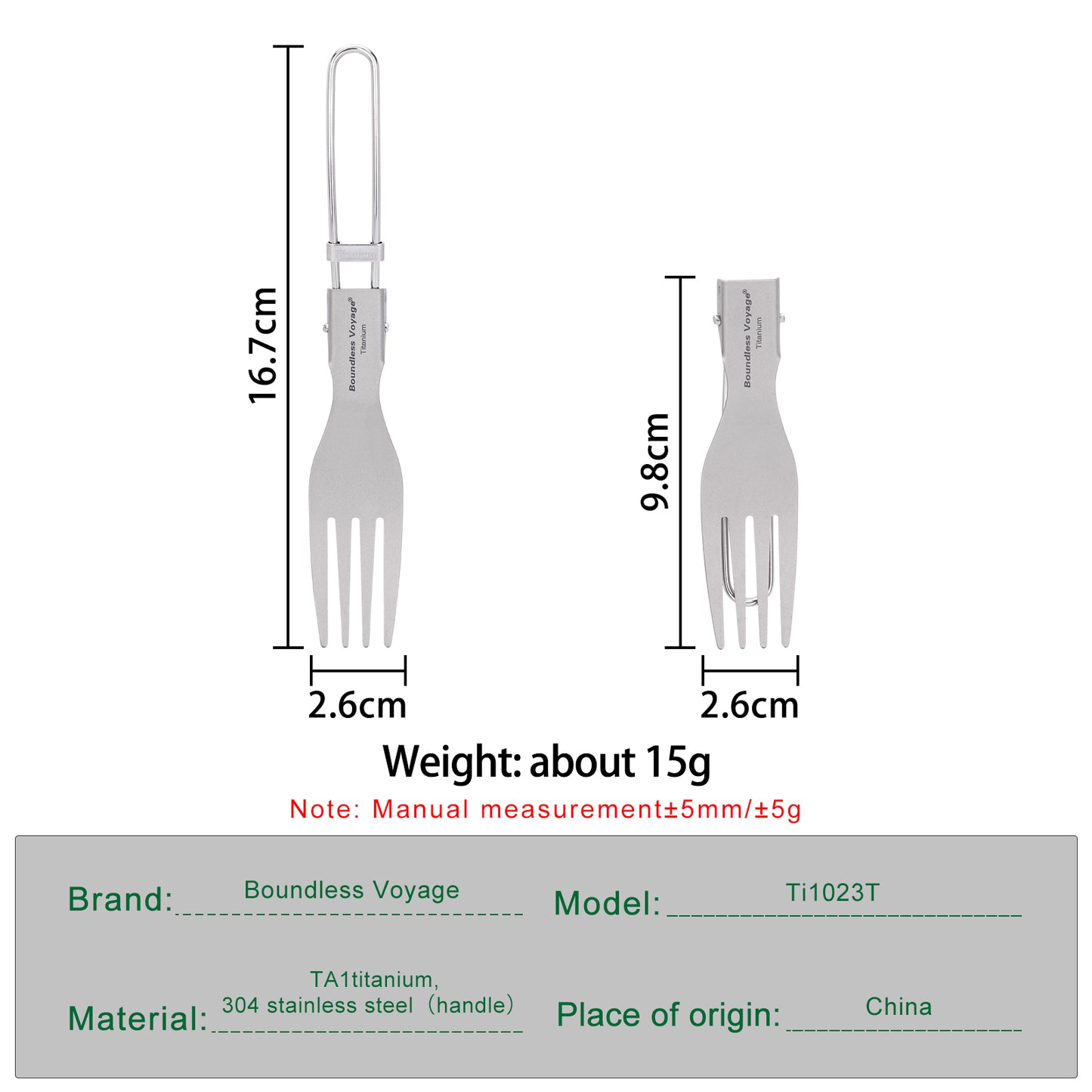 Boundless Voyage Titanium SpoonPortable Folding Tableware  for Home Camping Restaurants Ti1021T