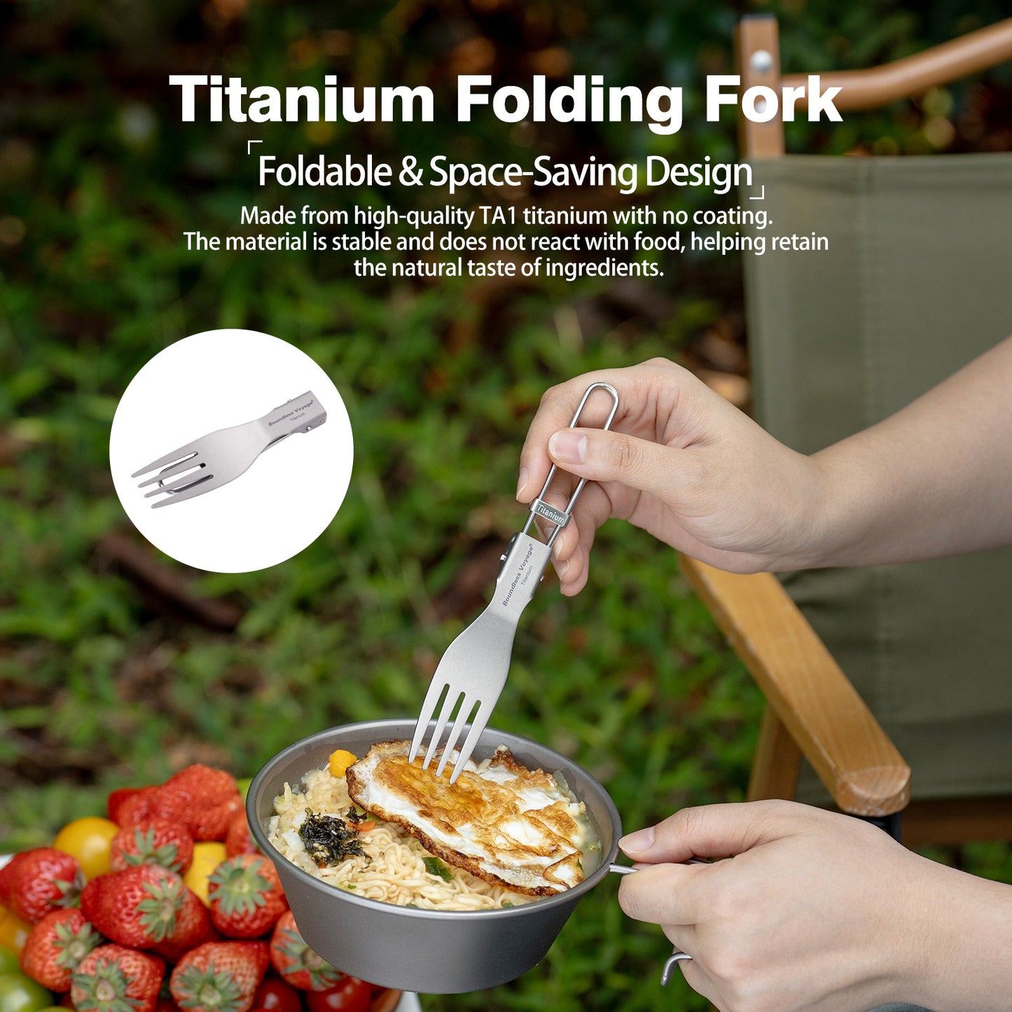 Boundless Voyage Titanium SpoonPortable Folding Tableware  for Home Camping Restaurants Ti1021T