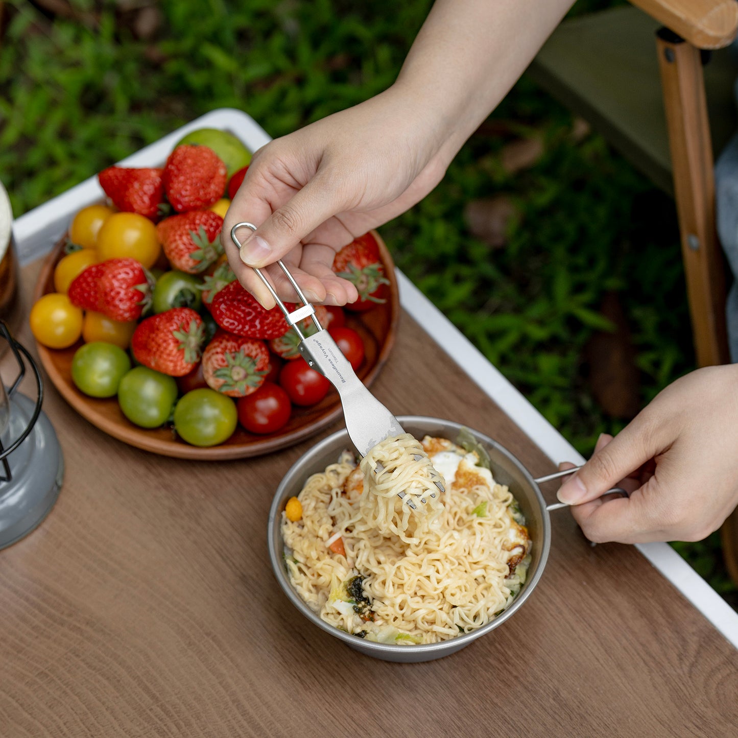 Boundless Voyage Titanium SpoonPortable Folding Tableware  for Home Camping Restaurants Ti1021T