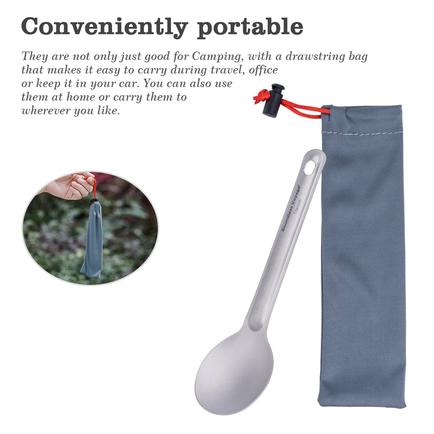 Boundless Voyage Titanium Spoon & Spork Camping Tableware Outdoor Flatware with Storage Bag Cooking Utensils for Kitchen Ti1036T-1037T