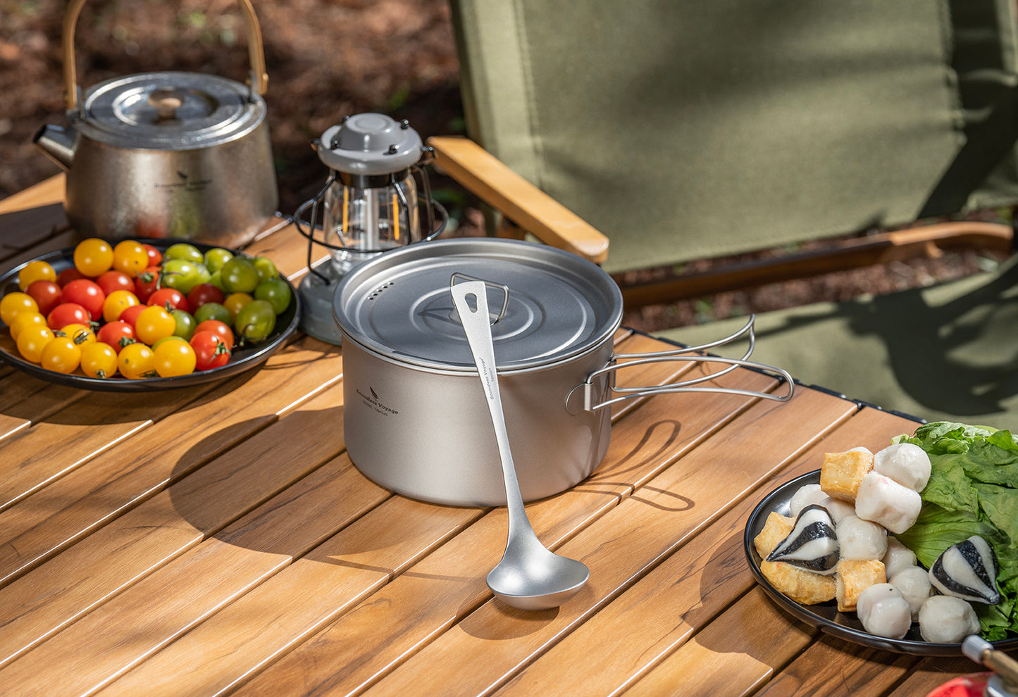 Boundless Voyage Titanium Long Handle Ladle Soup Spoon Thickeness Tableware Porridge Stew Sauce Deep-bowled Ladle Scoop Kitchen Cooking Utensils Ti1059T