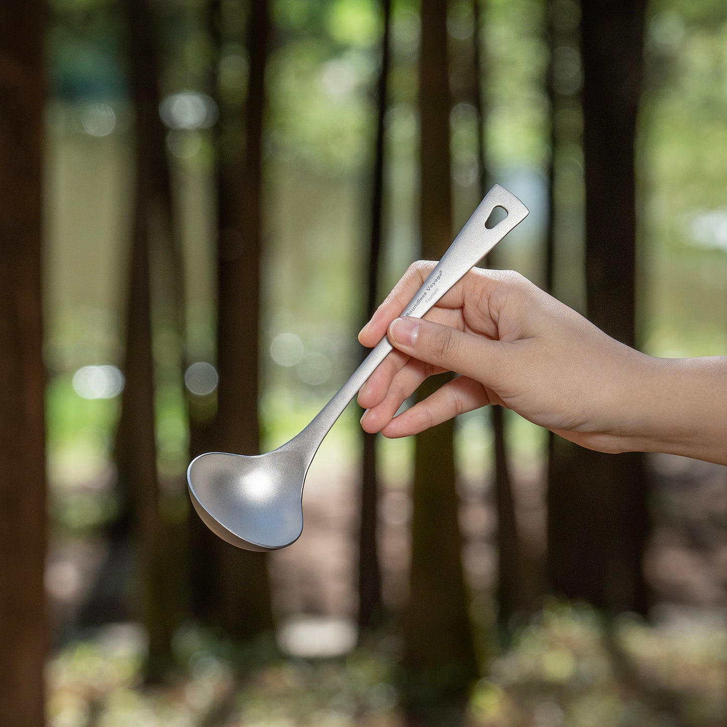 Boundless Voyage Titanium Long Handle Ladle Soup Spoon Thickeness Tableware Porridge Stew Sauce Deep-bowled Ladle Scoop Kitchen Cooking Utensils Ti1059T