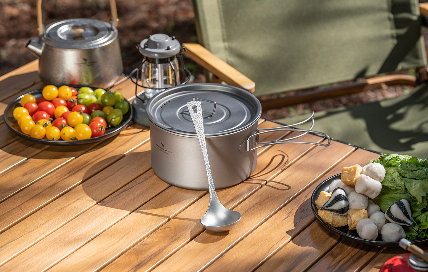 Boundless Voyage Titanium Long Handle Ladle Soup Spoon Thickeness Tableware Porridge Stew Sauce Deep-bowled Ladle Scoop Kitchen Cooking Utensils Ti1060T