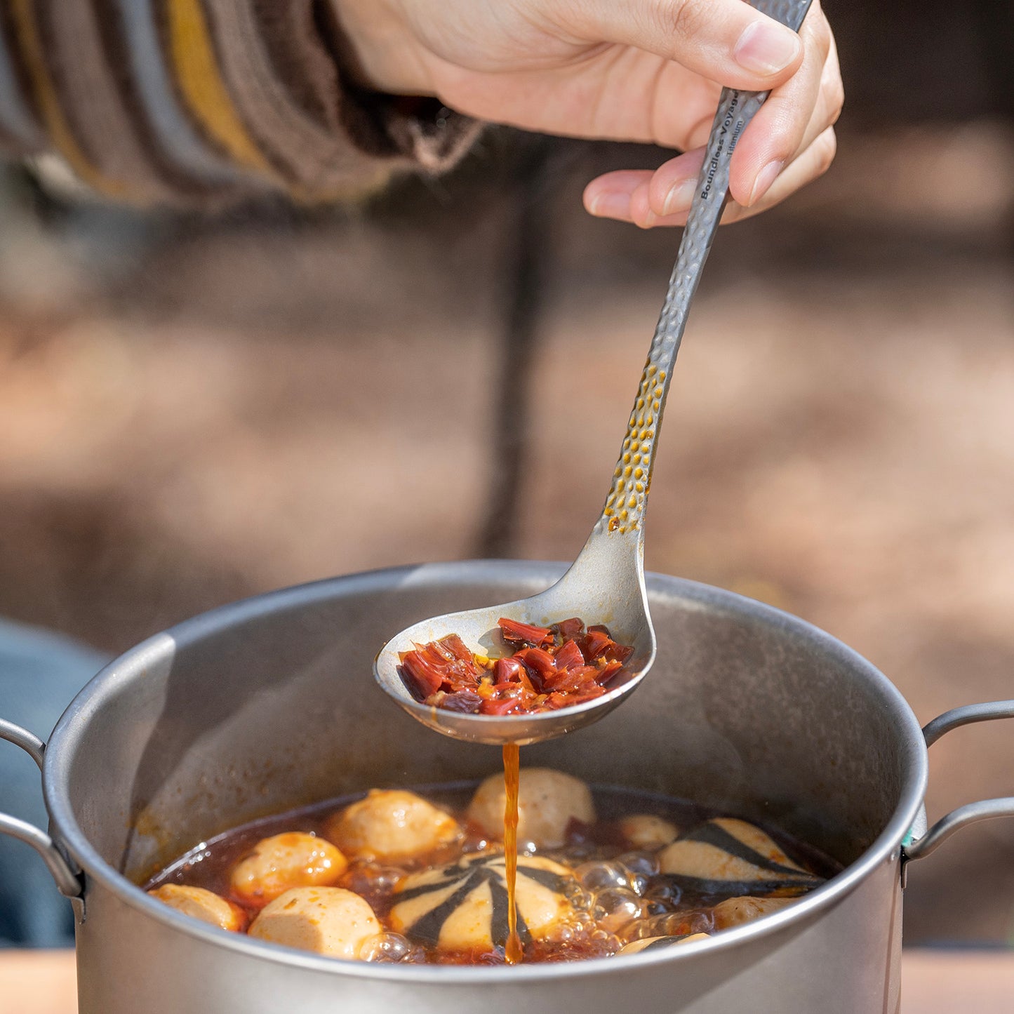 Boundless Voyage Titanium Skimmer Spoon Lightweight Cooking Skimmer Ladle with Long Handle Food Strainer Colander Kitchen Tools Ti1061T