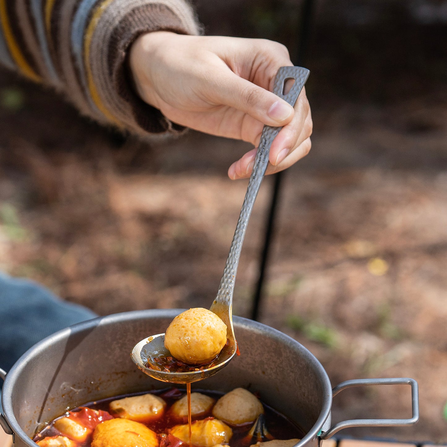 Boundless Voyage Titanium Skimmer Spoon Lightweight Cooking Skimmer Ladle with Long Handle Food Strainer Colander Kitchen Tools Ti1061T