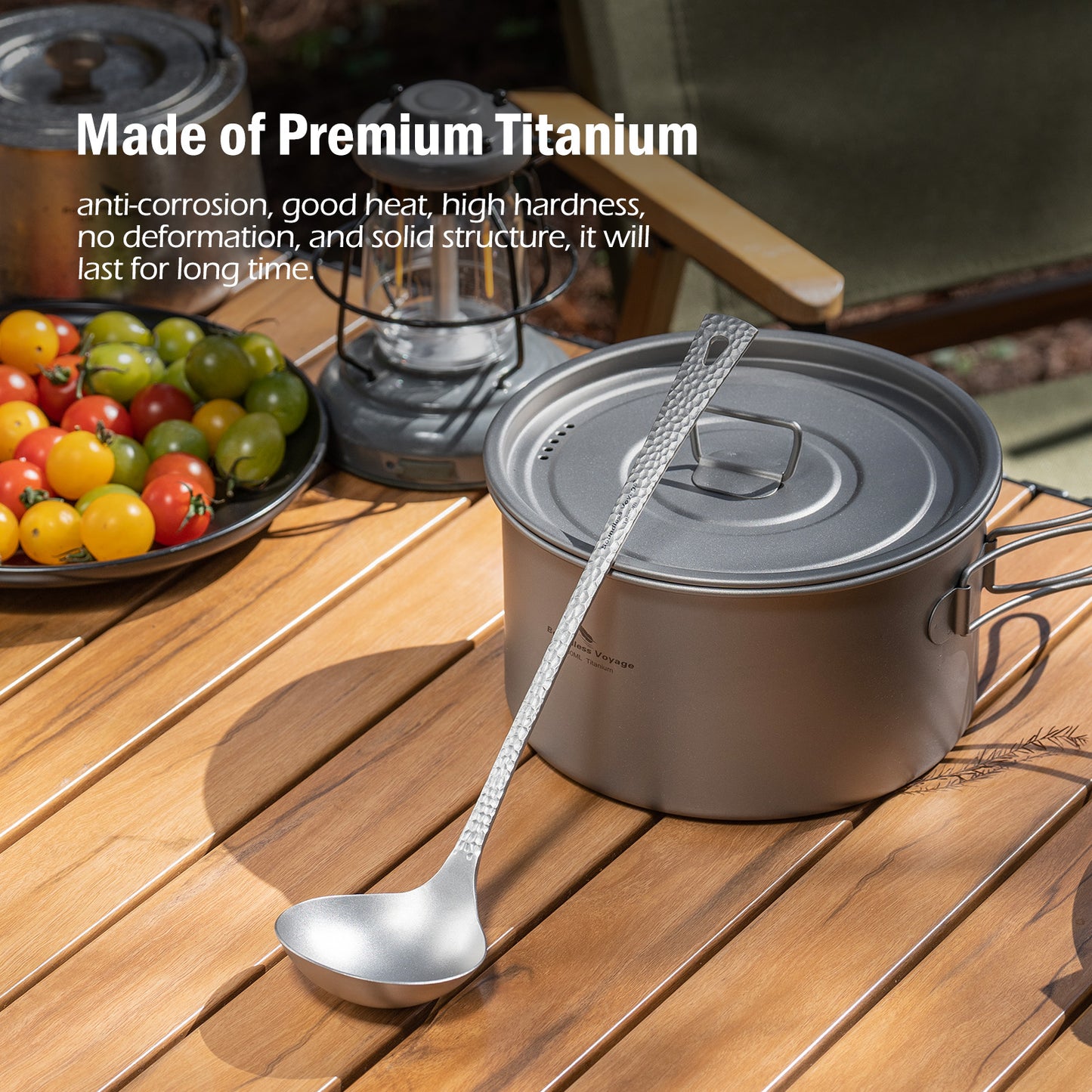 Boundless Voyage Titanium Ladle Durable Long Handle Soup Ladle Serving Spoon Ladles For Cooking Gravy Sauces Ti1062T