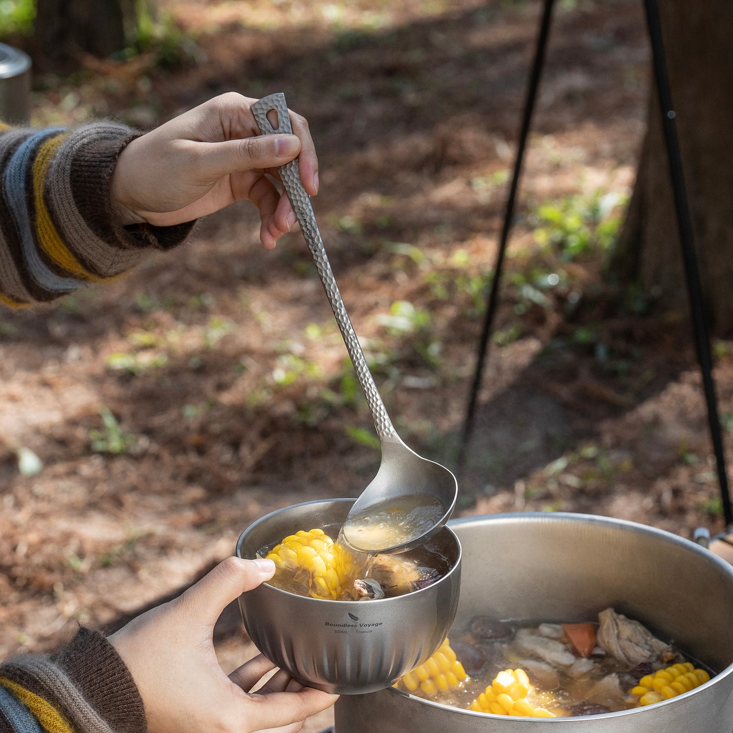 Boundless Voyage Titanium Ladle Durable Long Handle Soup Ladle Serving Spoon Ladles For Cooking Gravy Sauces Ti1062T