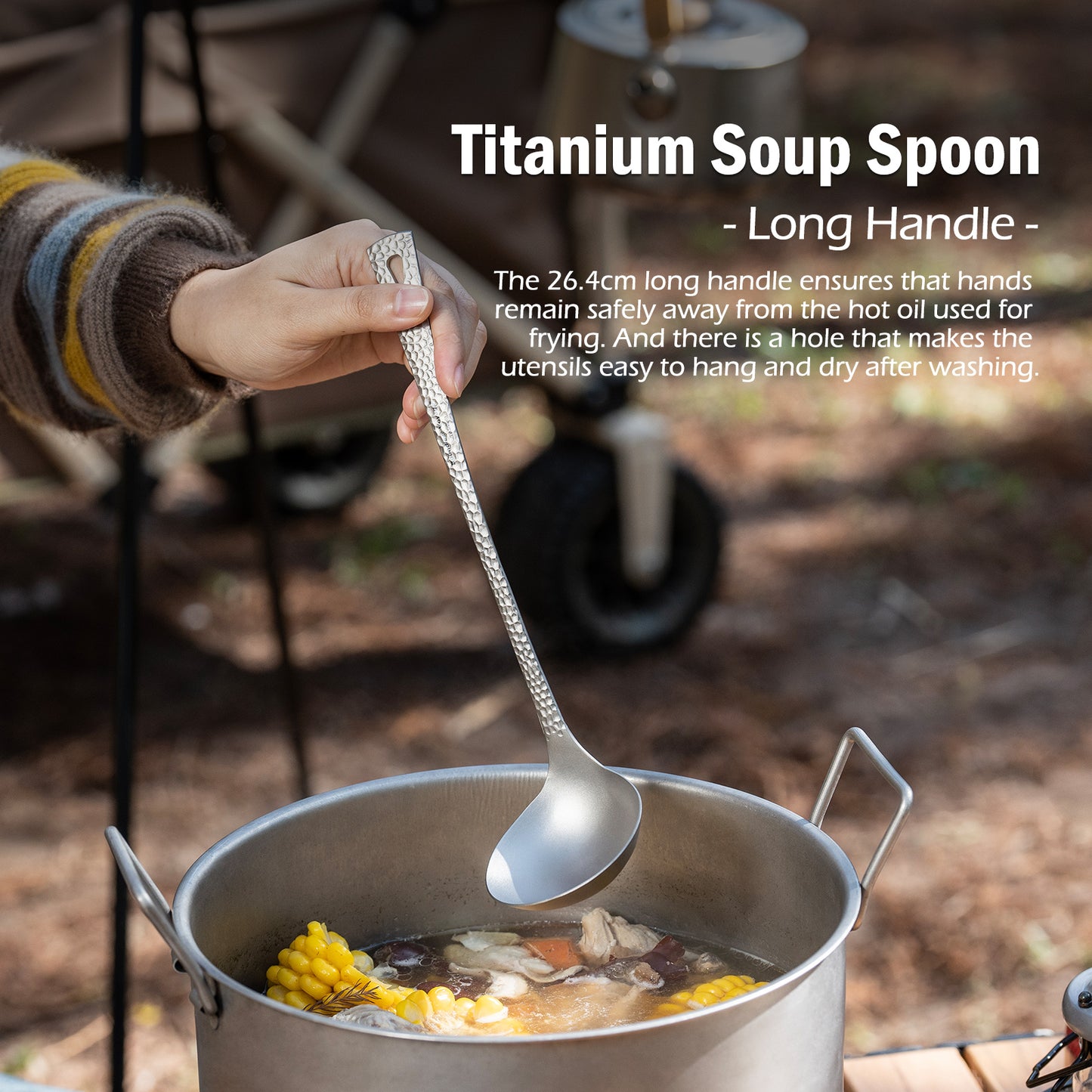 Boundless Voyage Titanium Ladle Durable Long Handle Soup Ladle Serving Spoon Ladles For Cooking Gravy Sauces Ti1062T