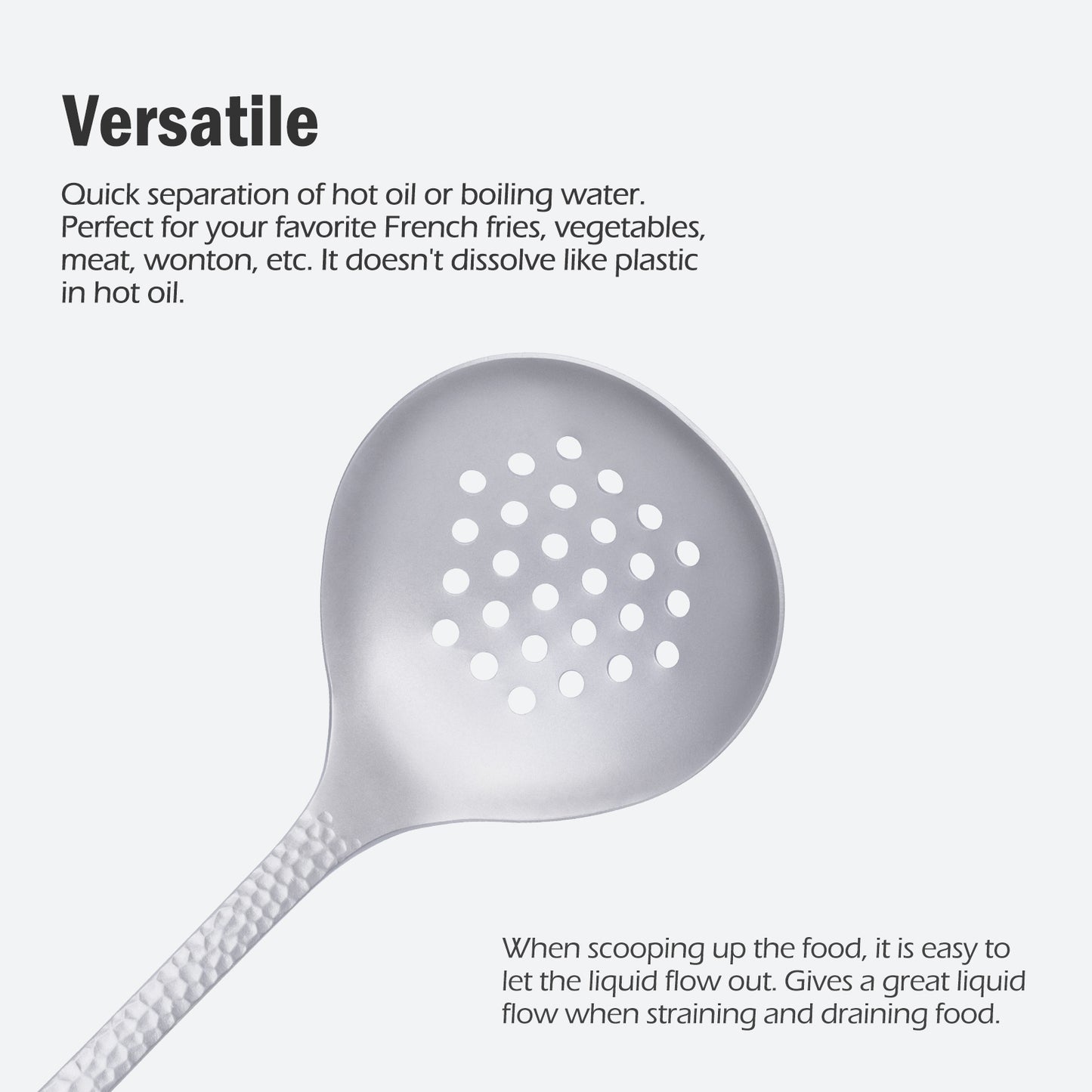 Boundless Voyage Titanium Skimmer Spoon Lightweight Cooking Skimmer Ladle with Long Handle Food Strainer Colander Kitchen Tools Ti1063T