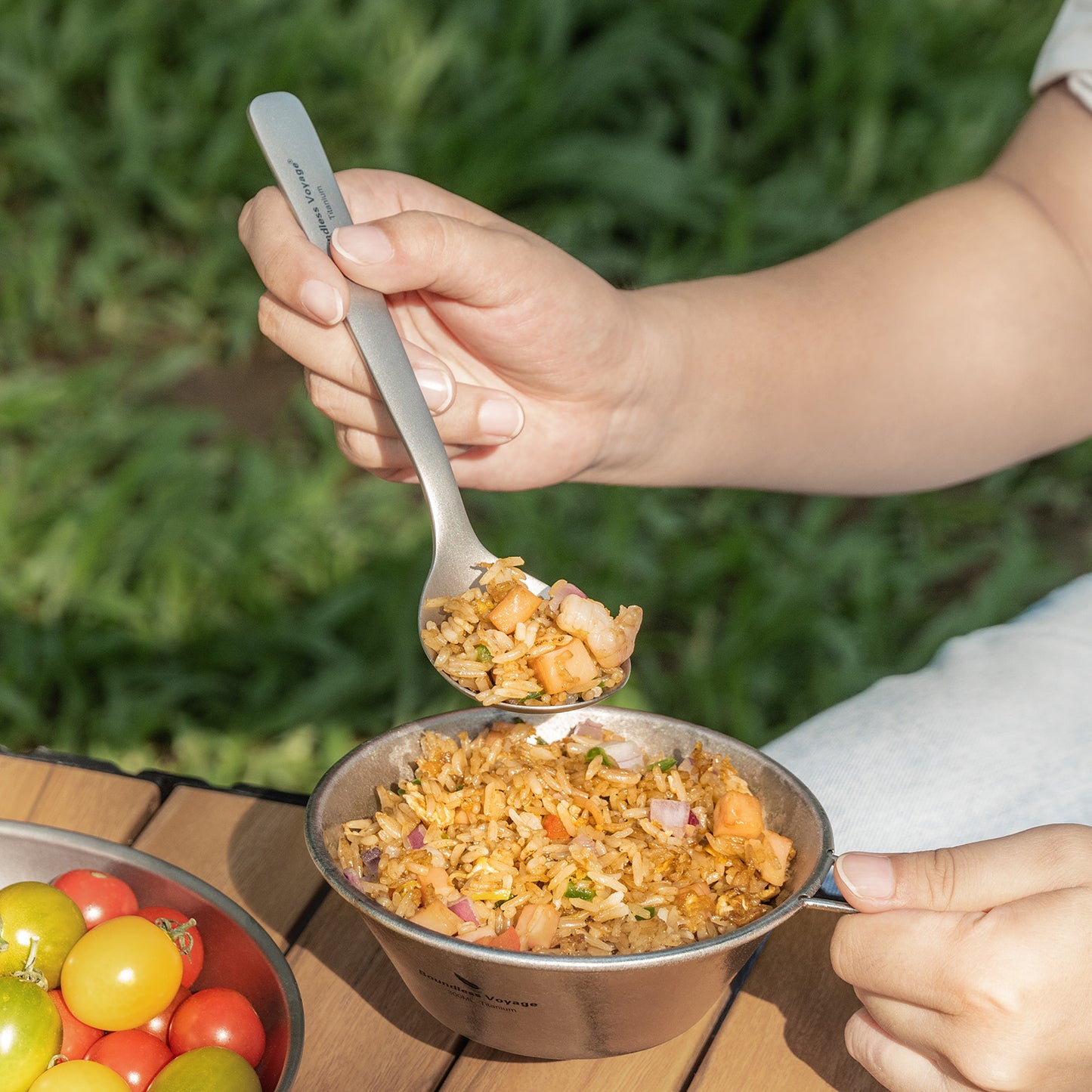 Boundless Voyage Titanium Spoon Fork Chopsticks Set, Ultralight Portable Outdoor Camping Cutlery for Soup Daily Meals Ti1068T-Ti1071T
