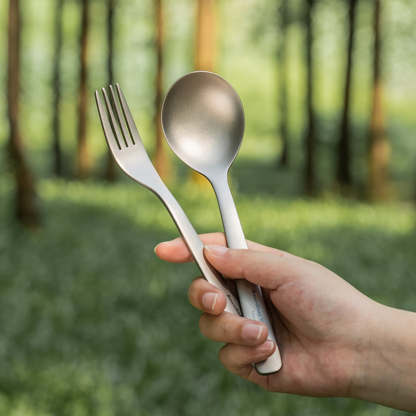 Boundless Voyage Titanium Spoon Fork Chopsticks Set, Ultralight Portable Outdoor Camping Cutlery for Soup Daily Meals Ti1068T-Ti1071T