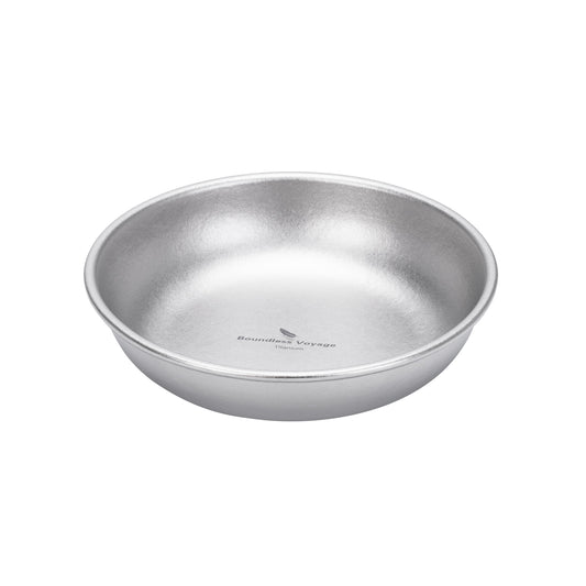Boundless Voyage Pure Titanium Round Plate with High-Temp Crystallized Ice Texture Finish | Lightweight Portable Camping Tableware S/M/L Single & 3Pcs Set for Outdoor Travel Home  Ti1101T-Ti1104T
