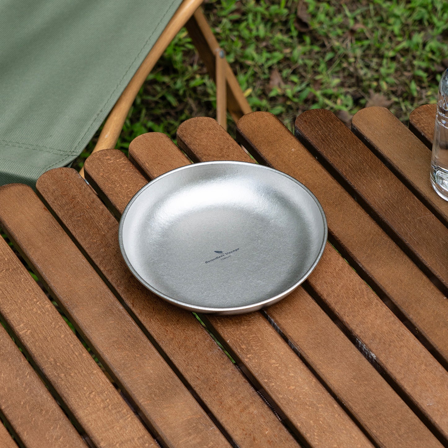 Boundless Voyage Pure Titanium Round Plate with High-Temp Crystallized Ice Texture Finish | Lightweight Portable Camping Tableware S/M/L Single & 3Pcs Set for Outdoor Travel Home  Ti1101T-Ti1104T