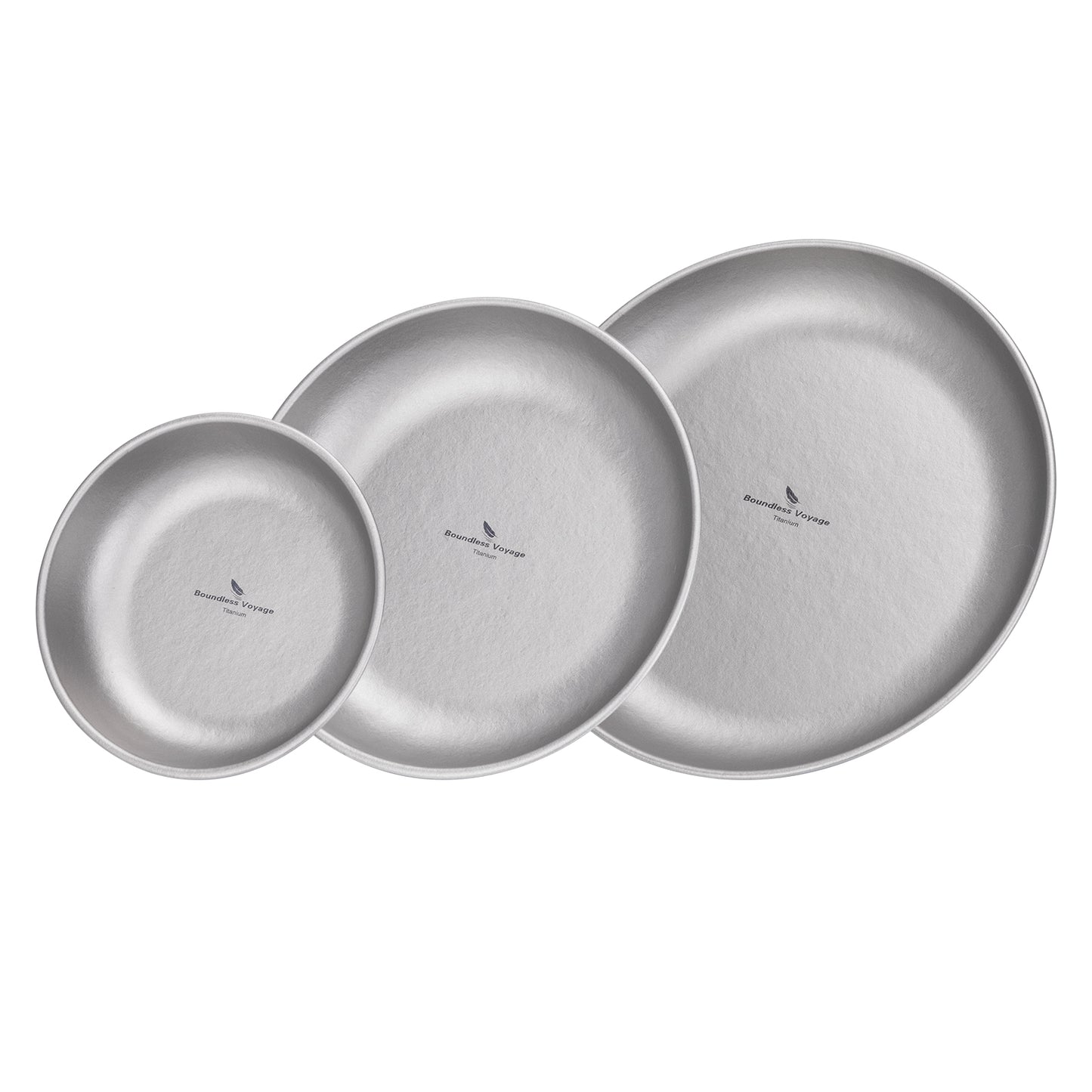 Boundless Voyage Pure Titanium Round Plate with Sand-Blast Matte Finish | Lightweight Portable Camping Tableware S/M/L Single & 3Pcs Set for Outdoor Travel Home Ti1101T-Ti1104T