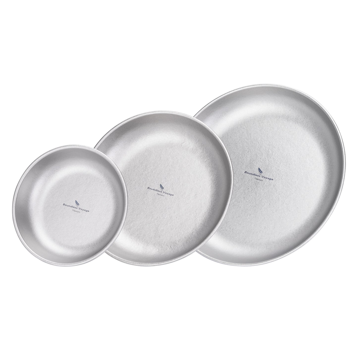 Boundless Voyage Pure Titanium Round Plate with High-Temp Crystallized Ice Texture Finish | Lightweight Portable Camping Tableware S/M/L Single & 3Pcs Set for Outdoor Travel Home  Ti1101T-Ti1104T