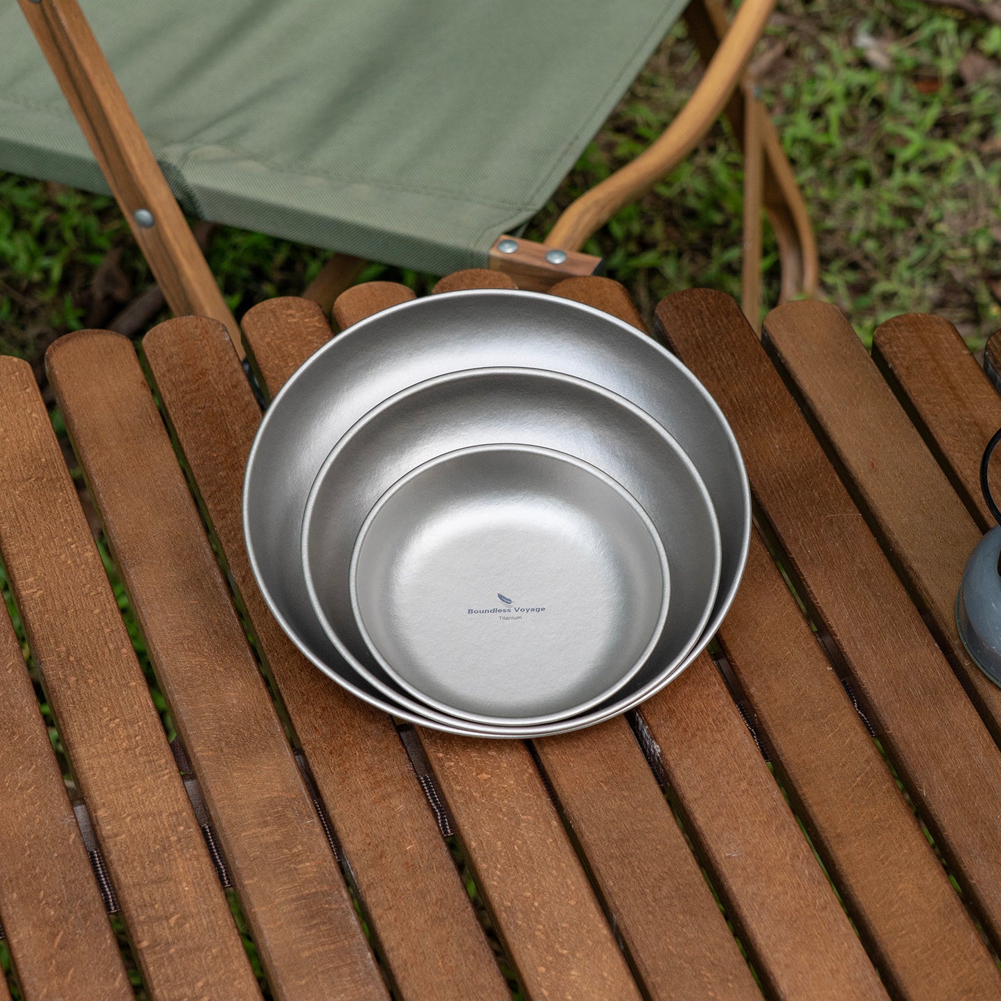 Boundless Voyage Pure Titanium Round Plate with Sand-Blast Matte Finish | Lightweight Portable Camping Tableware S/M/L Single & 3Pcs Set for Outdoor Travel Home Ti1101T-Ti1104T