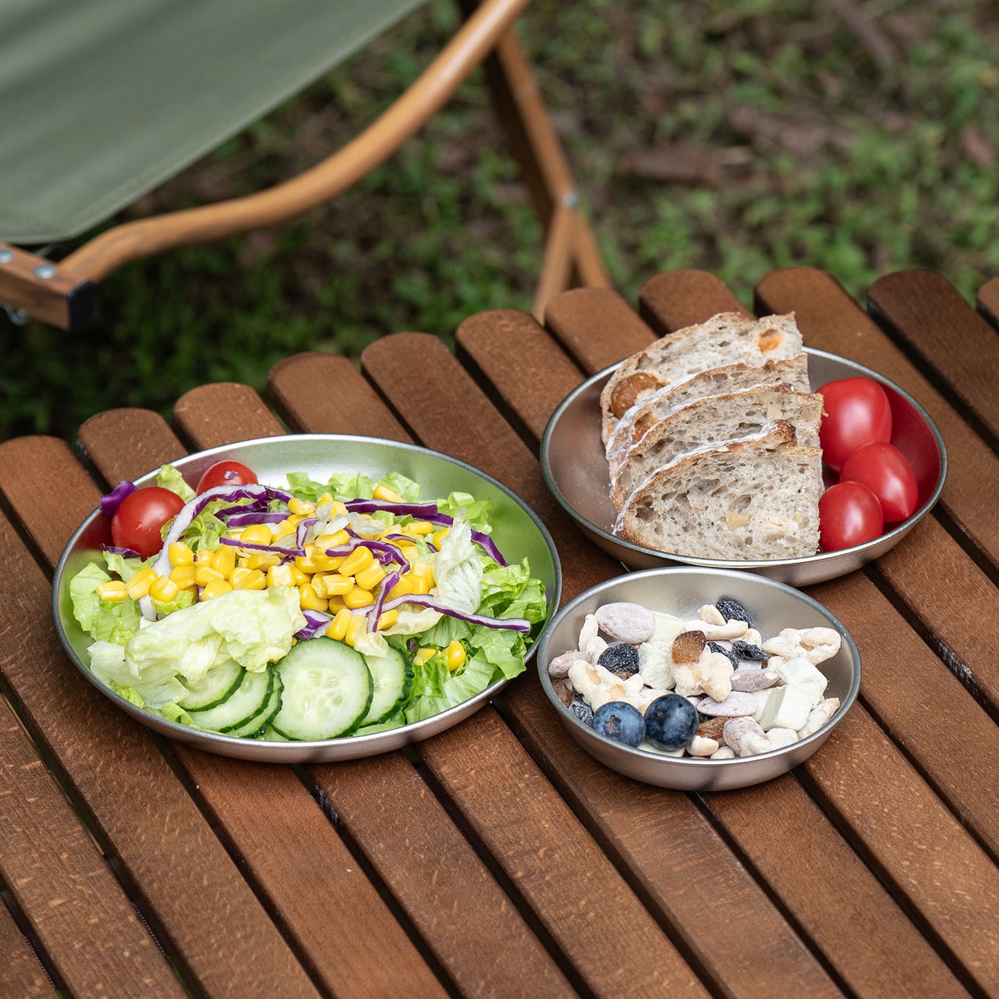 Boundless Voyage Pure Titanium Round Plate with High-Temp Crystallized Ice Texture Finish | Lightweight Portable Camping Tableware S/M/L Single & 3Pcs Set for Outdoor Travel Home  Ti1101T-Ti1104T