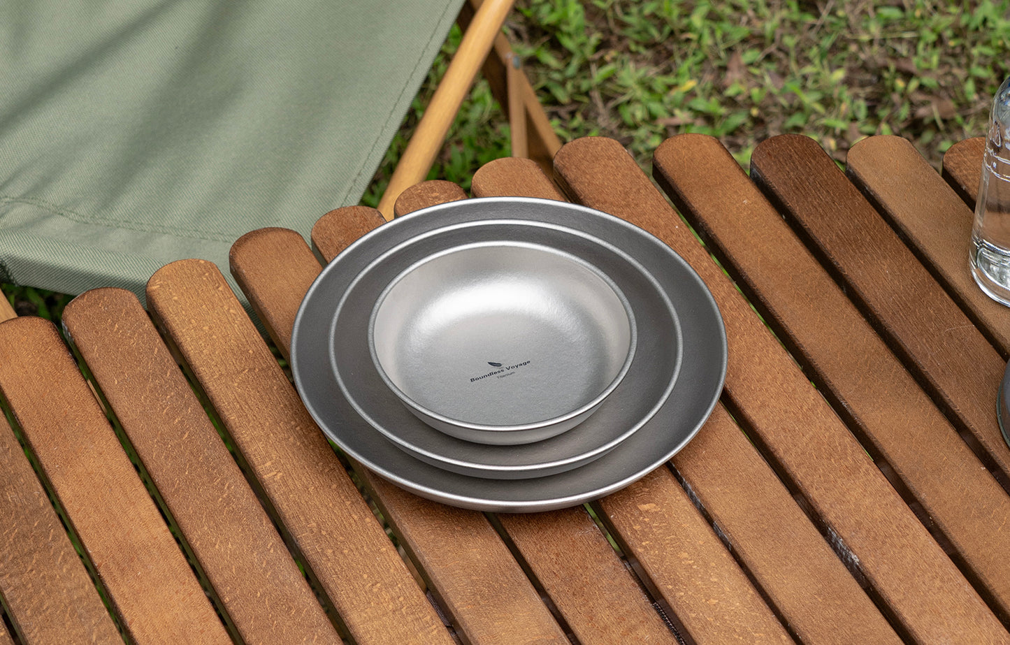 Boundless Voyage Pure Titanium Round Plate with Sand-Blast Matte Finish | Lightweight Portable Camping Tableware S/M/L Single & 3Pcs Set for Outdoor Travel Home Ti1101T-Ti1104T