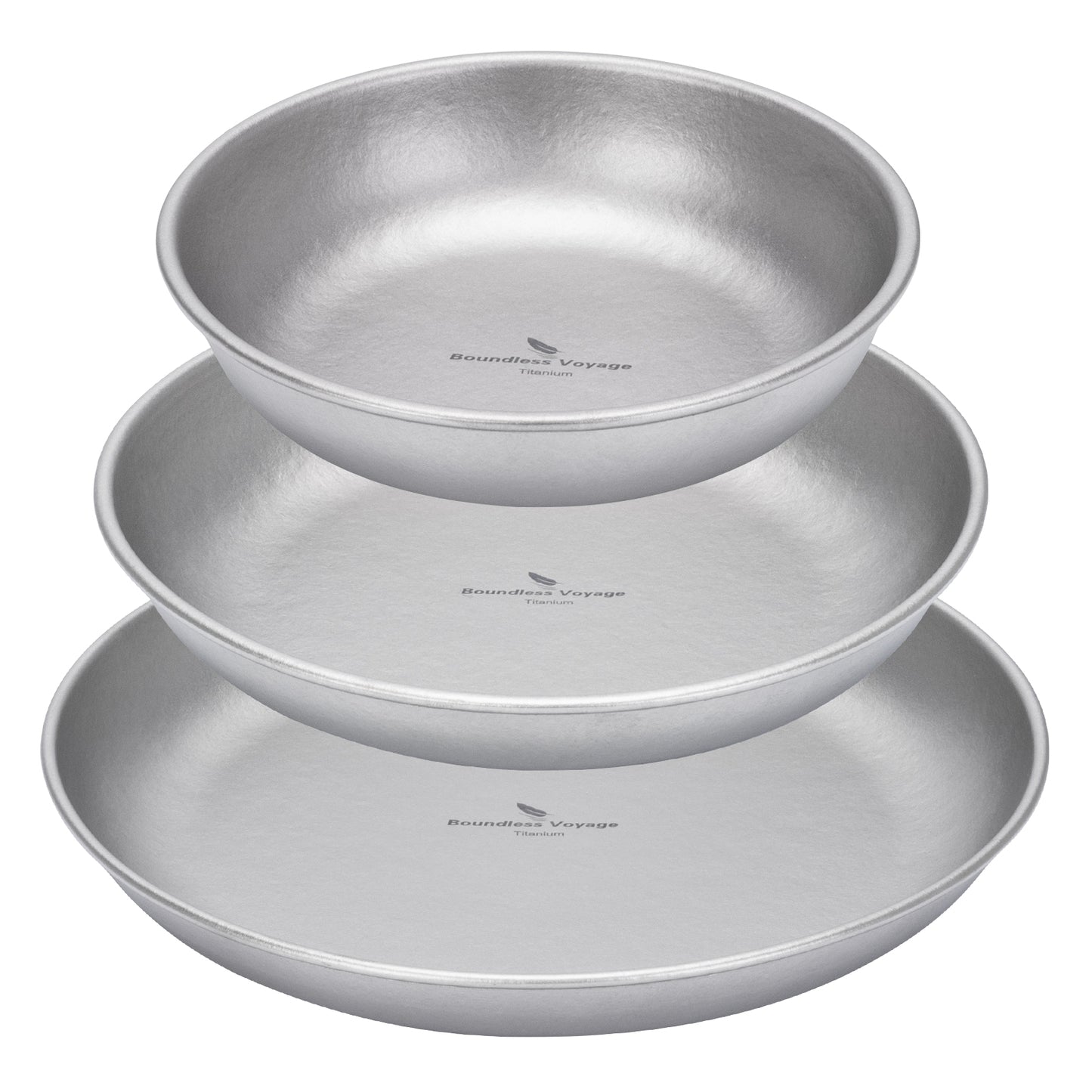Boundless Voyage Pure Titanium Round Plate with Sand-Blast Matte Finish | Lightweight Portable Camping Tableware S/M/L Single & 3Pcs Set for Outdoor Travel Home Ti1101T-Ti1104T