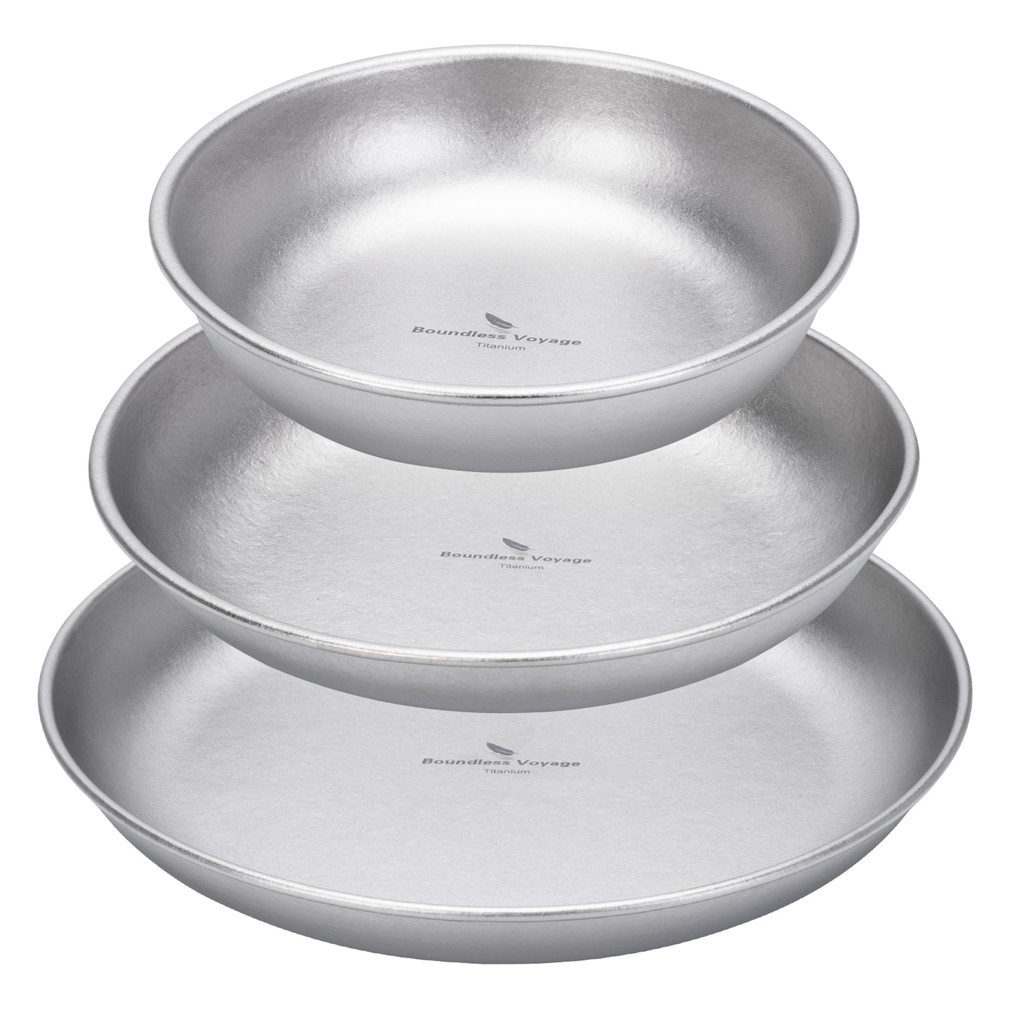 Boundless Voyage Pure Titanium Round Plate with High-Temp Crystallized Ice Texture Finish | Lightweight Portable Camping Tableware S/M/L Single & 3Pcs Set for Outdoor Travel Home  Ti1101T-Ti1104T
