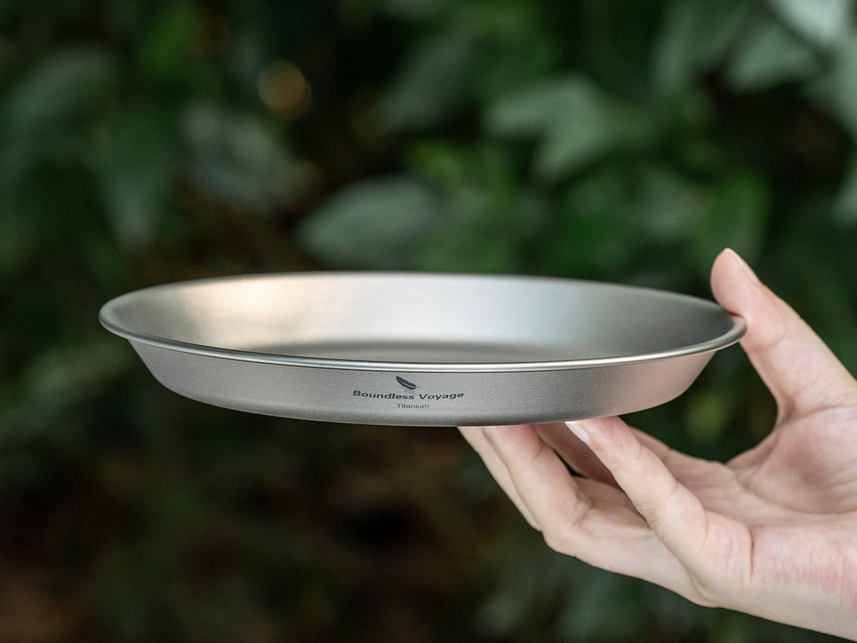 Boundless Voyage Titanium Camping Bowl and Plate Ultralight Outdoor Tableware with Carry Bag for Hiking Backpacking Ti1111T/Ti1112T/Ti1113T