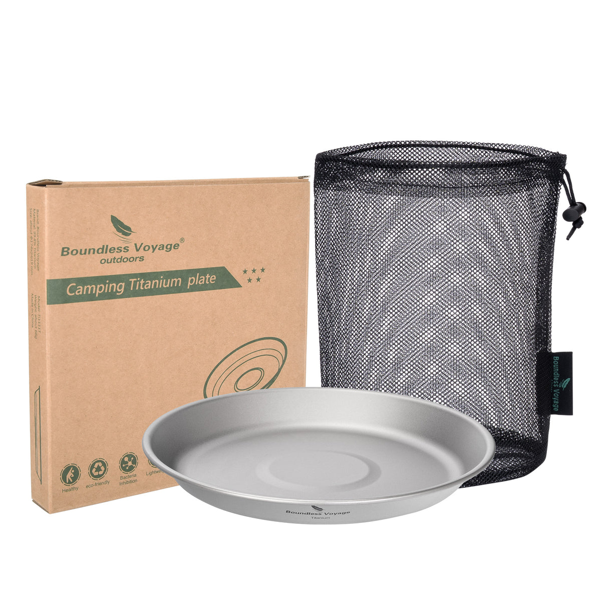 Boundless Voyage Titanium Camping Bowl and Plate Ultralight Outdoor Tableware with Carry Bag for Hiking Backpacking Ti1111T/Ti1112T/Ti1113T