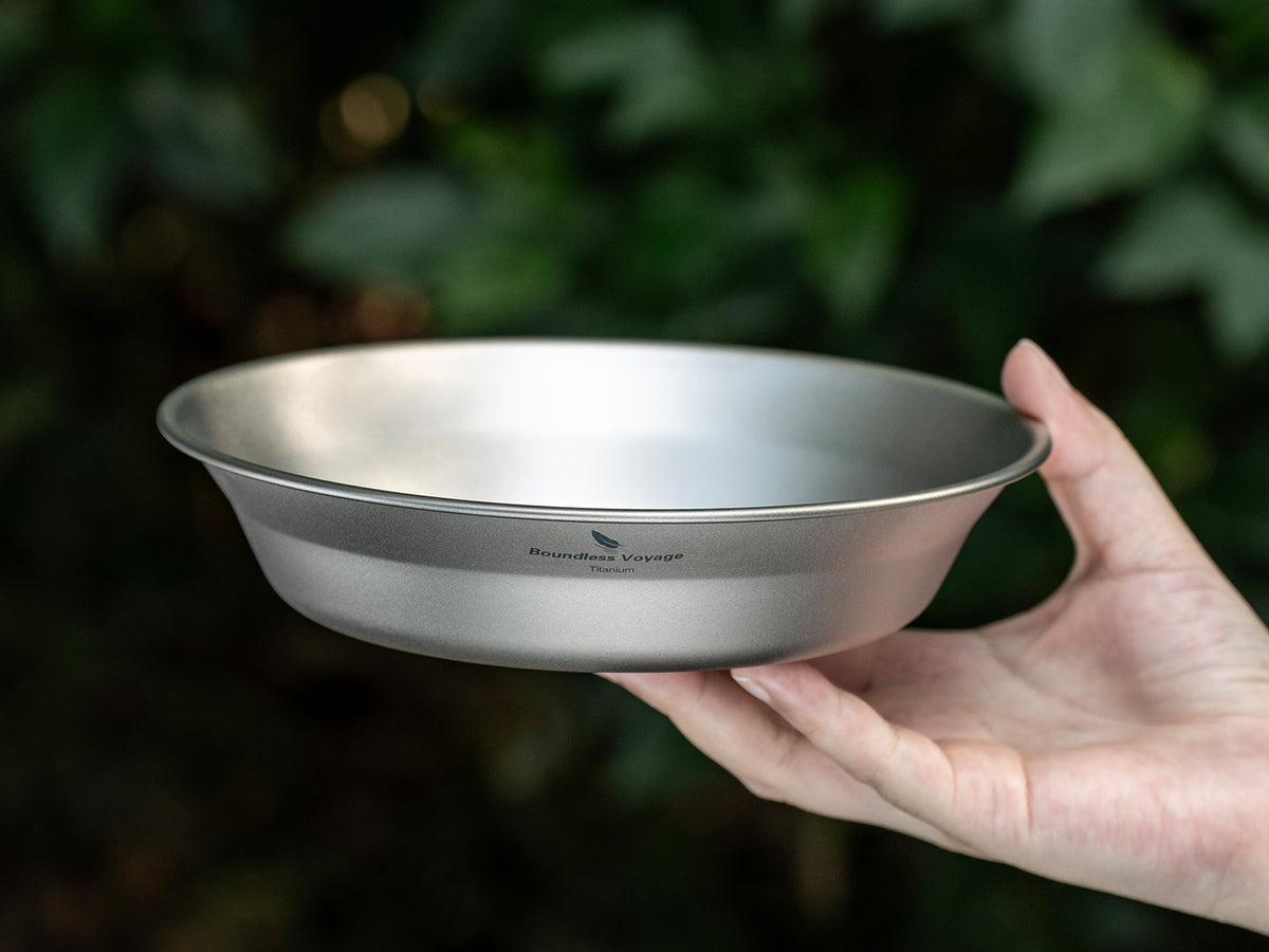 Boundless Voyage Titanium Camping Bowl and Plate Ultralight Outdoor Tableware with Carry Bag for Hiking Backpacking Ti1111T/Ti1112T/Ti1113T