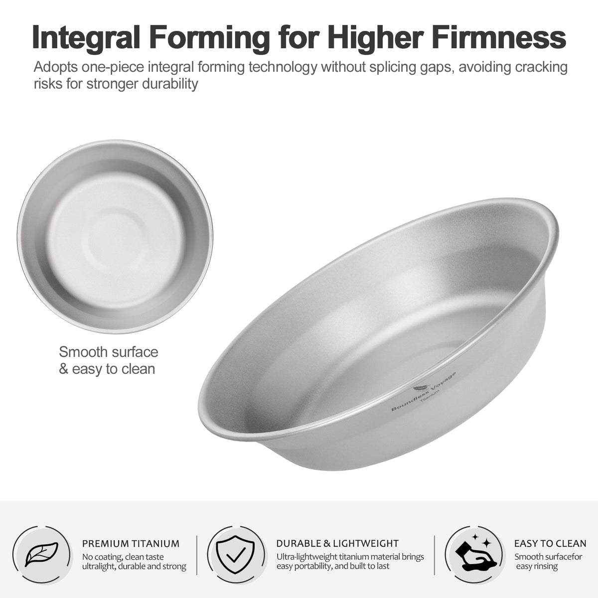 Boundless Voyage Titanium Camping Bowl and Plate Ultralight Outdoor Tableware with Carry Bag for Hiking Backpacking Ti1111T/Ti1112T/Ti1113T