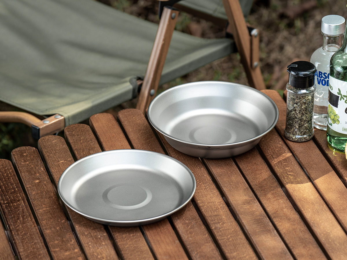 Boundless Voyage Titanium Camping Bowl and Plate Ultralight Outdoor Tableware with Carry Bag for Hiking Backpacking Ti1111T/Ti1112T/Ti1113T