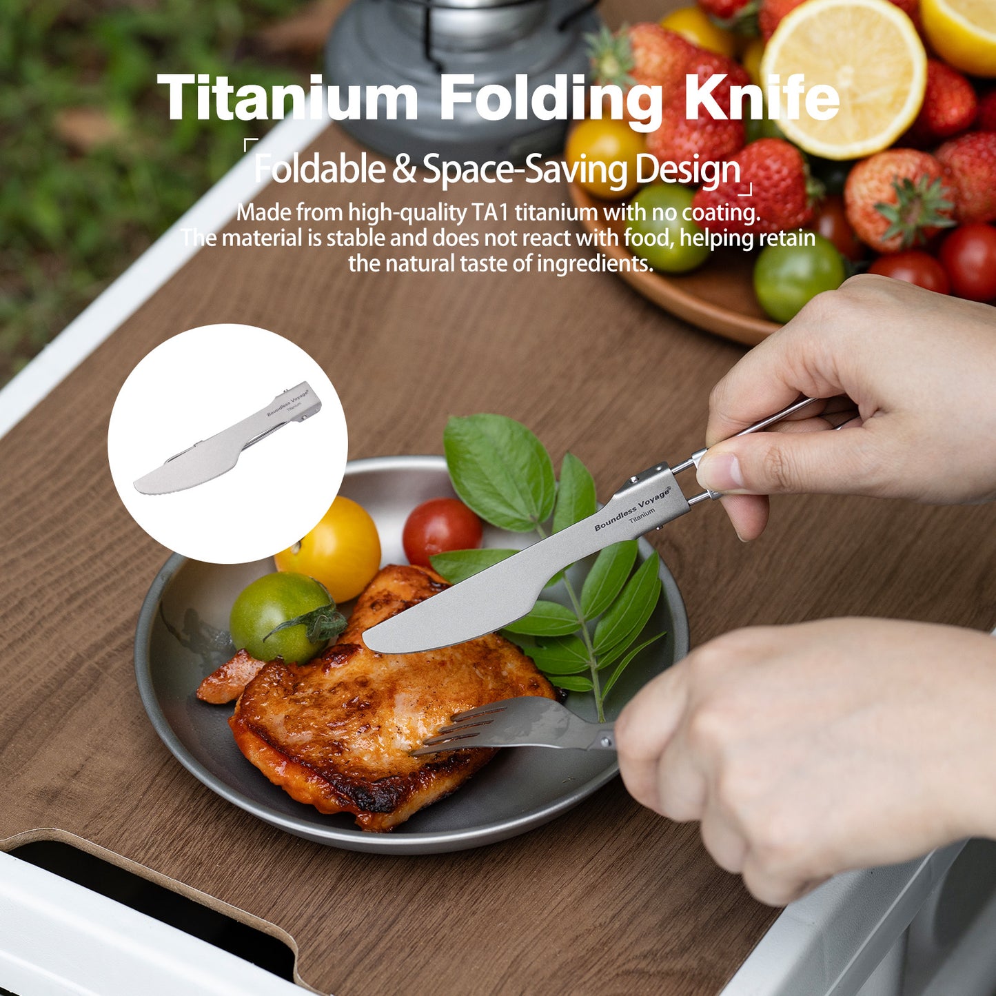Boundless Voyage Titanium SpoonPortable Folding Tableware  for Home Camping Restaurants Ti1021T